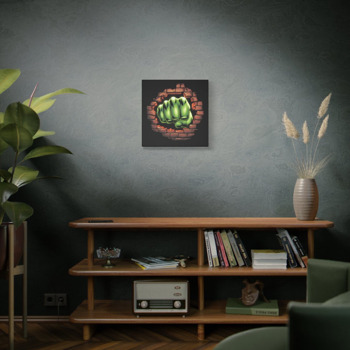 Wall Canvas Green Fist Smashing Design, Wall Art, Comic Canvas