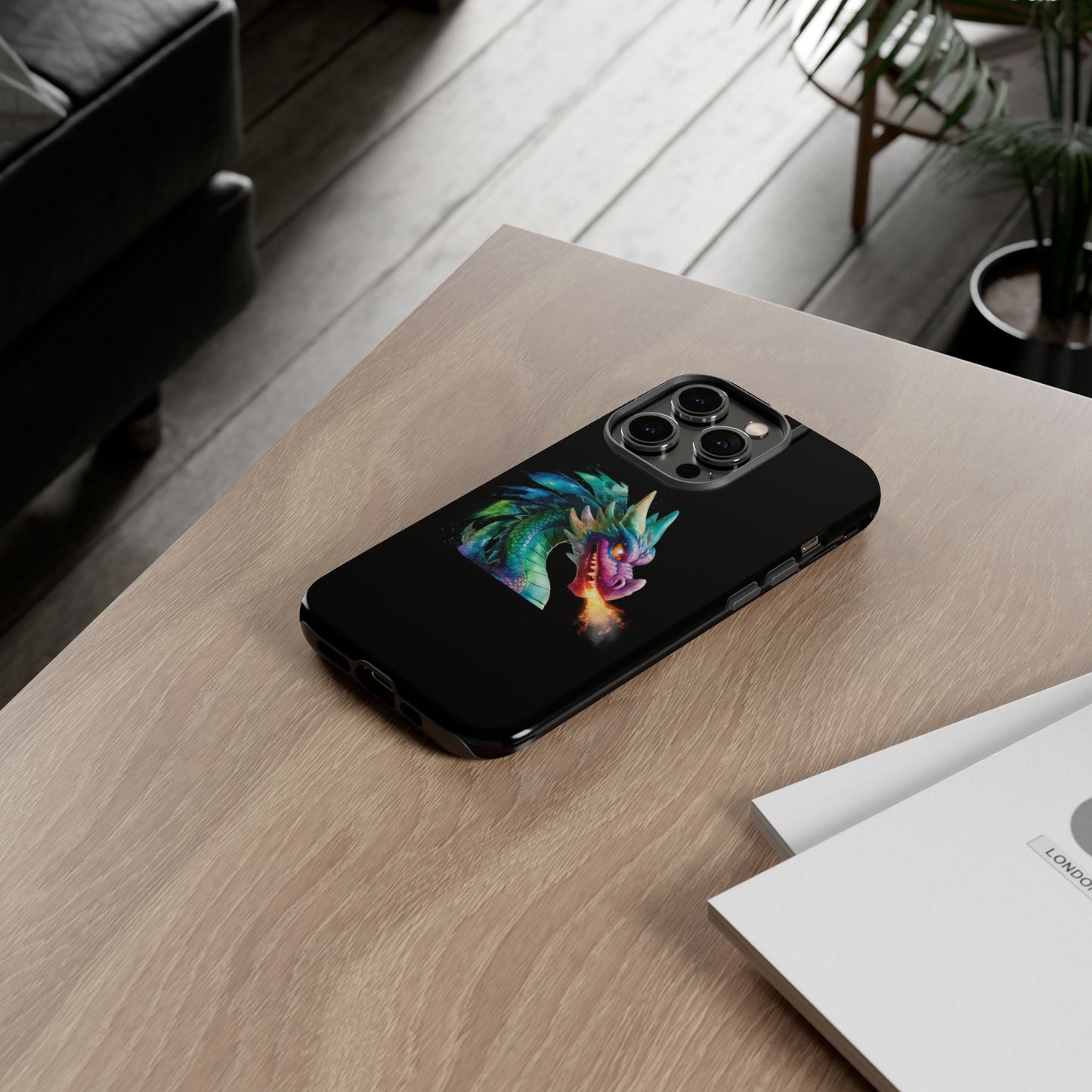 Dragon iPhone Case - Fantasy Fire-Breathing Art Protective Cover - Bookish Dark Academia Aesthetic Gift for Teens and Adults