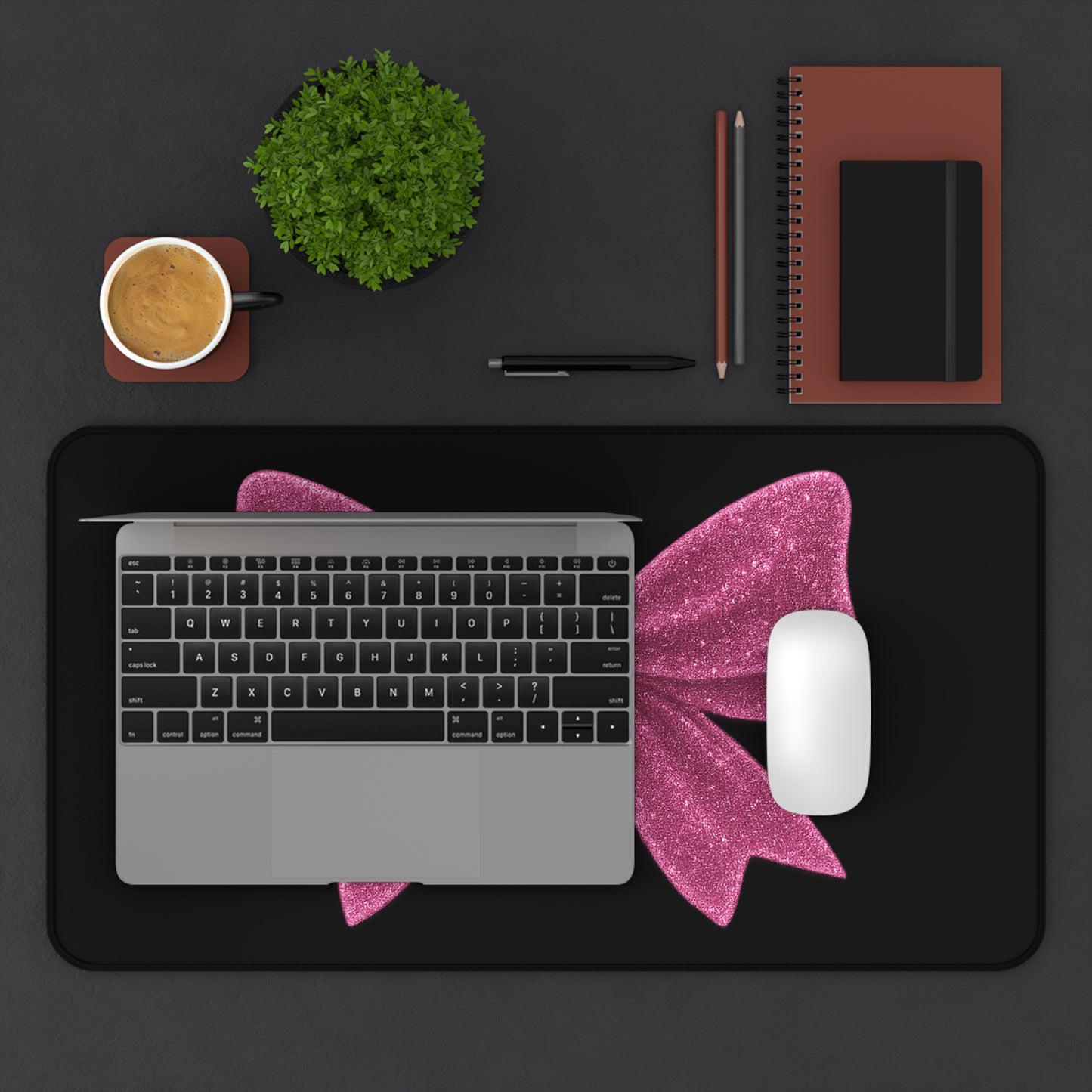 Pink Glitter Bow Desk Mat β Coquette Aesthetic Mouse Pad XL β Cute Girly Office Decor β Soft Girl Gaming Desk Mat β Pinkcore Desk Accessory