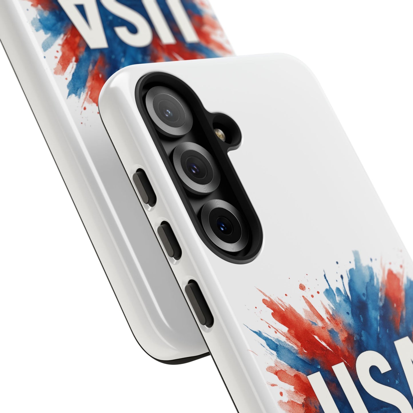 USA Splash Samsung Case - Patriotic Red White Blue Tough Cover, Dual-Layer Protection, 4th of July amd Veteran Gift for Galaxy