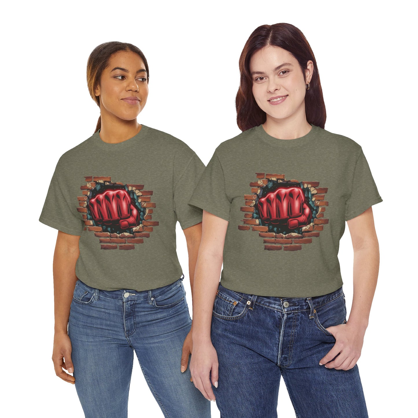 Impact Fist Graphic T-Shirt – Punch Through Brick Wall Design | Bold Streetwear Tee for Fighters, Gym & Edge-Lovers