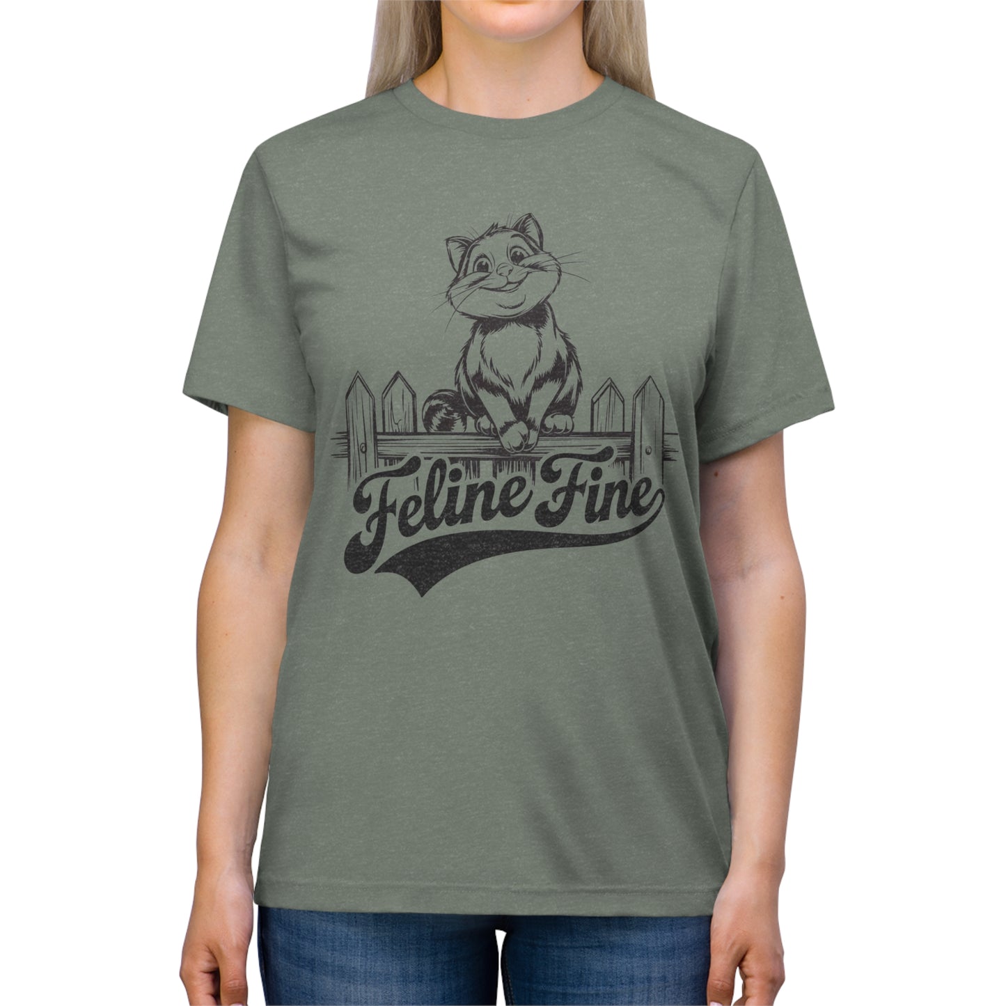 Cat Lover T-Shirt, Feline Fine Tee, Smiling Cat Shirt, Unisex Graphic Tee, Animal Lover Shirt