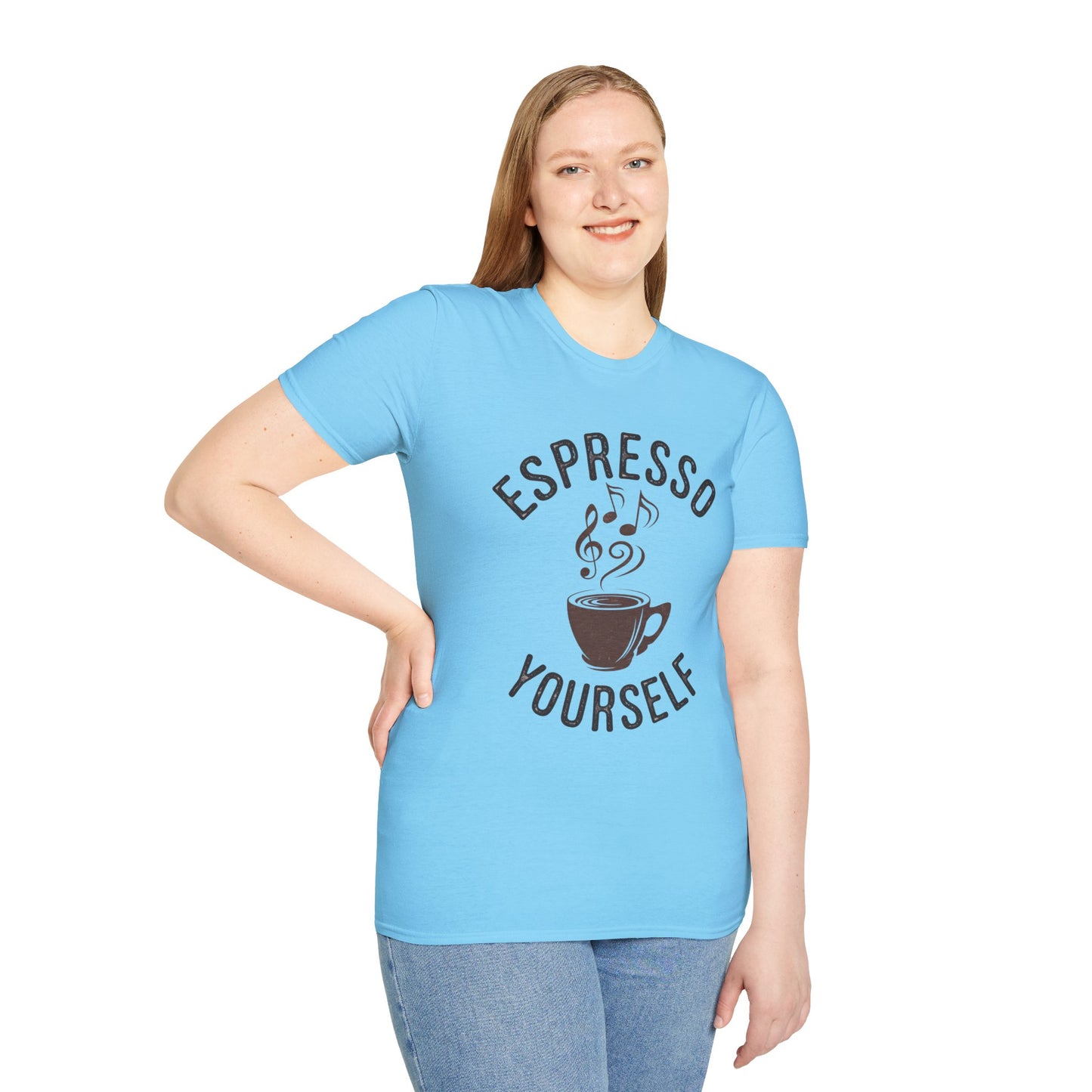 Espresso Yourself T‑Shirt • Funny Coffee Pun Graphic Tee • Musical Espresso Shirt • Caffeine Lover Gift • Coffee Humor Tee for Baristas