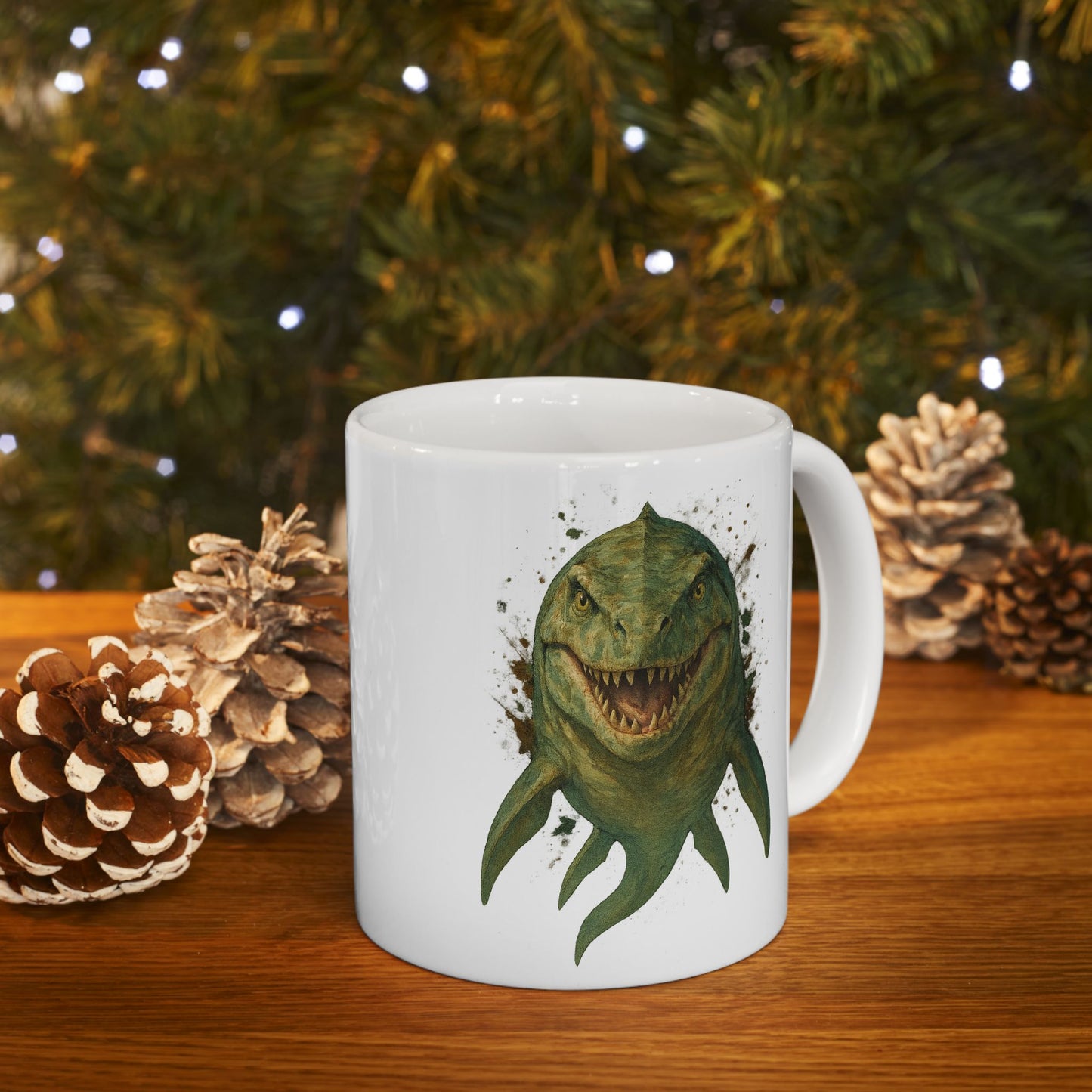 Mosasaurus Ceramic Mug - Dinosaur Coffee Cup | Prehistoric Tidal Beast Gift for Paleontology Fans | 11oz/15oz Dishwasher Safe Jurassic Cup