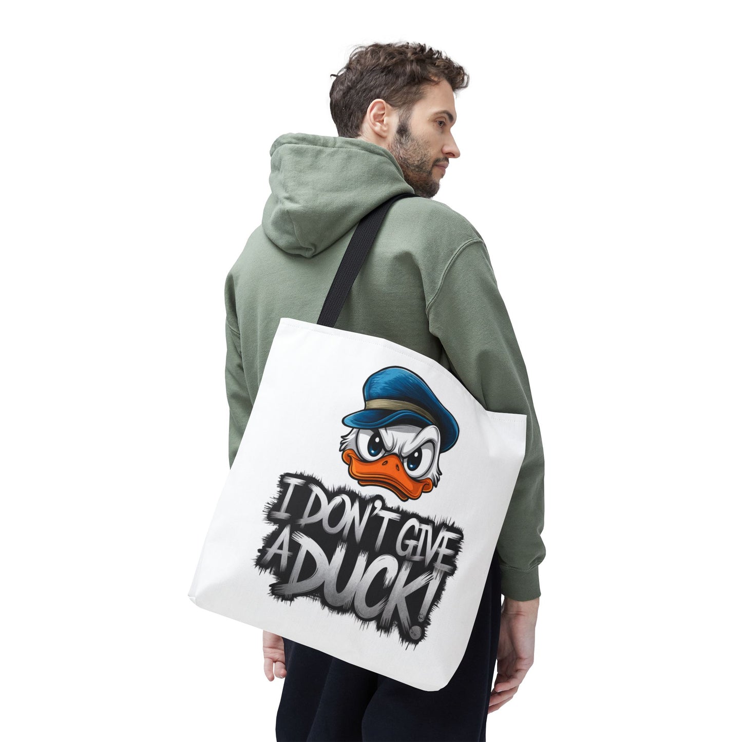 Funny Grumpy Duck Tote Bag | I Don’t Give A Duck Canvas Tote | Eco Reusable Cotton Gift Tote | Cute Animal Humor Market Bag