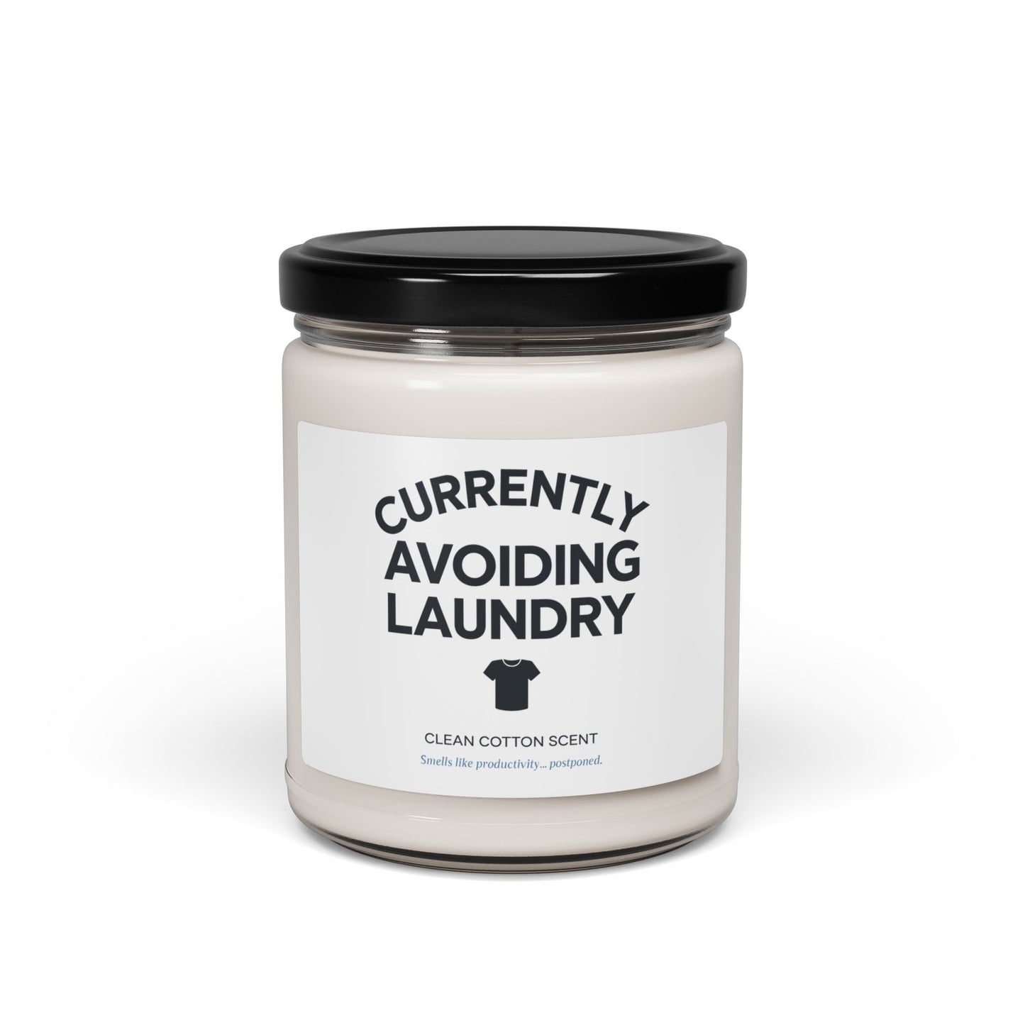 Currently Avoiding Laundry Candle, Clean Cotton Scented Soy Candle, Funny Home Decor Gift, Fresh Scent For Laundry Room Or Self-Care Moments