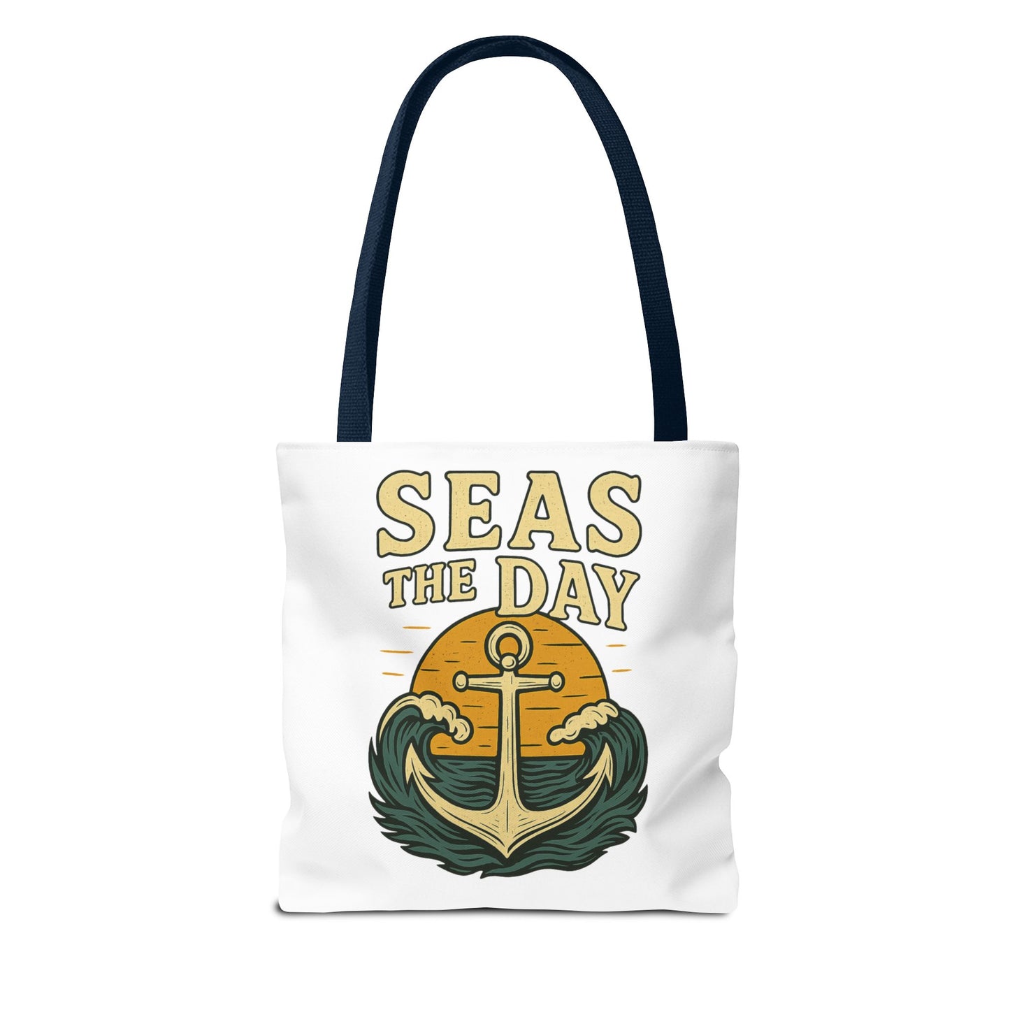 "Seas the Day" Nautical Tote Bag – Funny Beach Quote Canvas Bag with Anchor | Coastal Gift Idea for Summer, Travel, or Daily Use