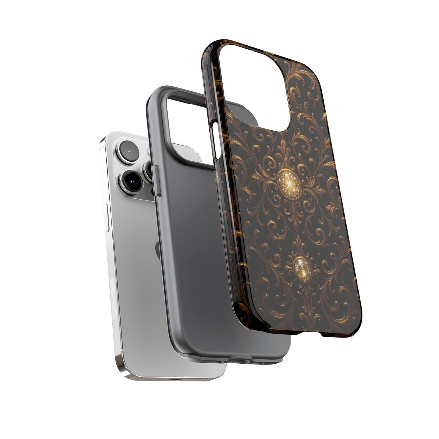 Baroque iPhone Case β Elegant Gold Floral Scroll Design for iPhone 16, 15, 14, 13, Pro Max & More