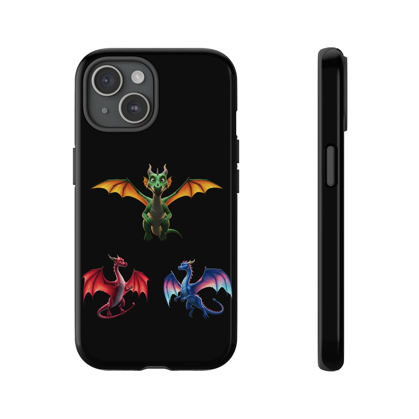 Vibrant Fantasy Dragon iPhone Case - Tough Armor Cover for iPhone 15/14/13 - Colorful Mythical Wings Gift for Dragon Lovers