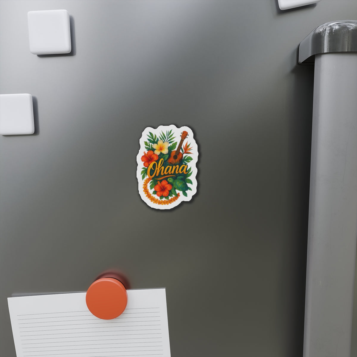 Ohana Magnet - Retro Hawaiian Sea Turtle & Palm Tree Magnet for Fridge or Locker - Tropical Family Gift, Beach Aesthetic Home Decor