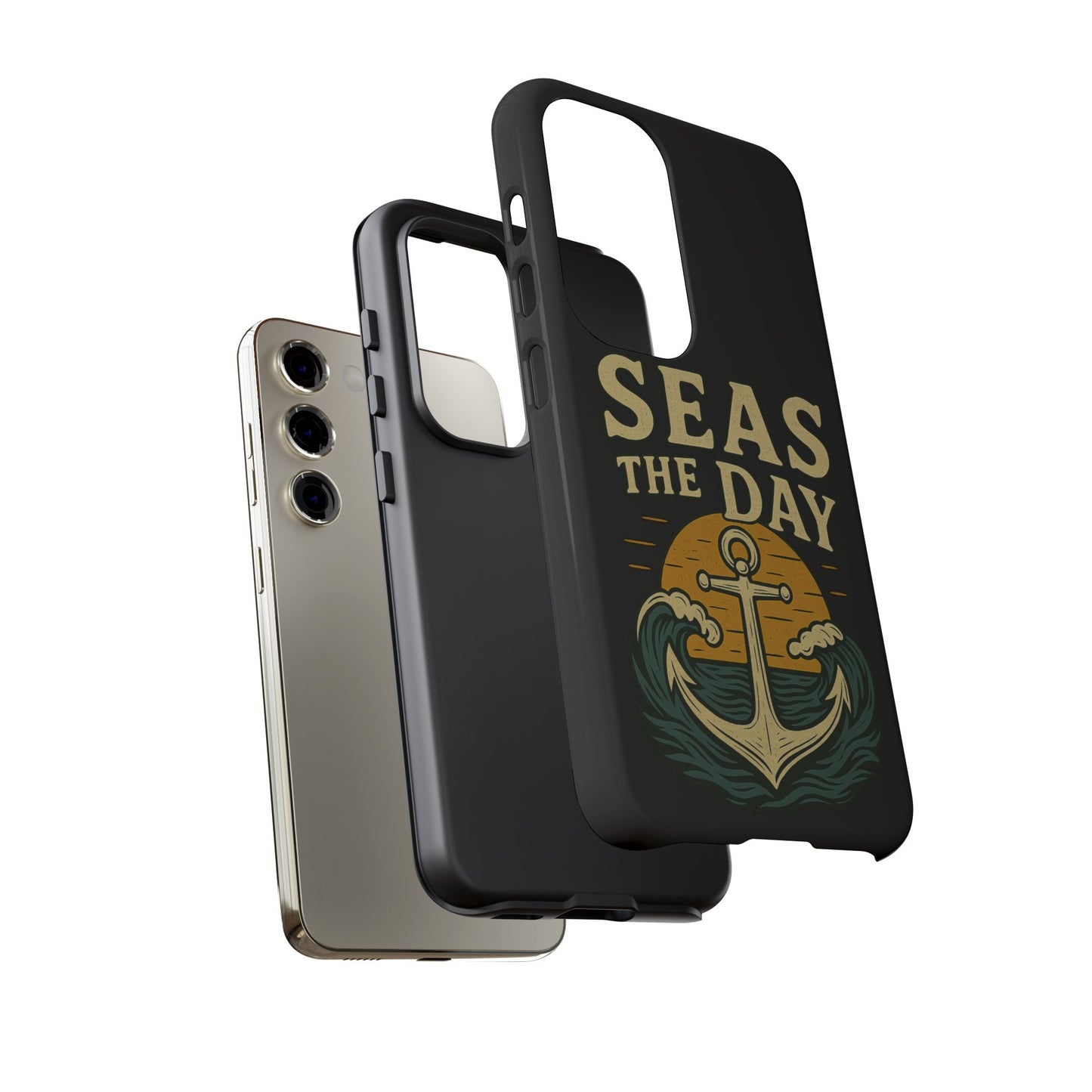 Seas the Day Samsung Case – Nautical Phone Case – Anchor Pun Gift – Ocean Lover Accessory – Motivational Phone Cover – Beach Vibes Case
