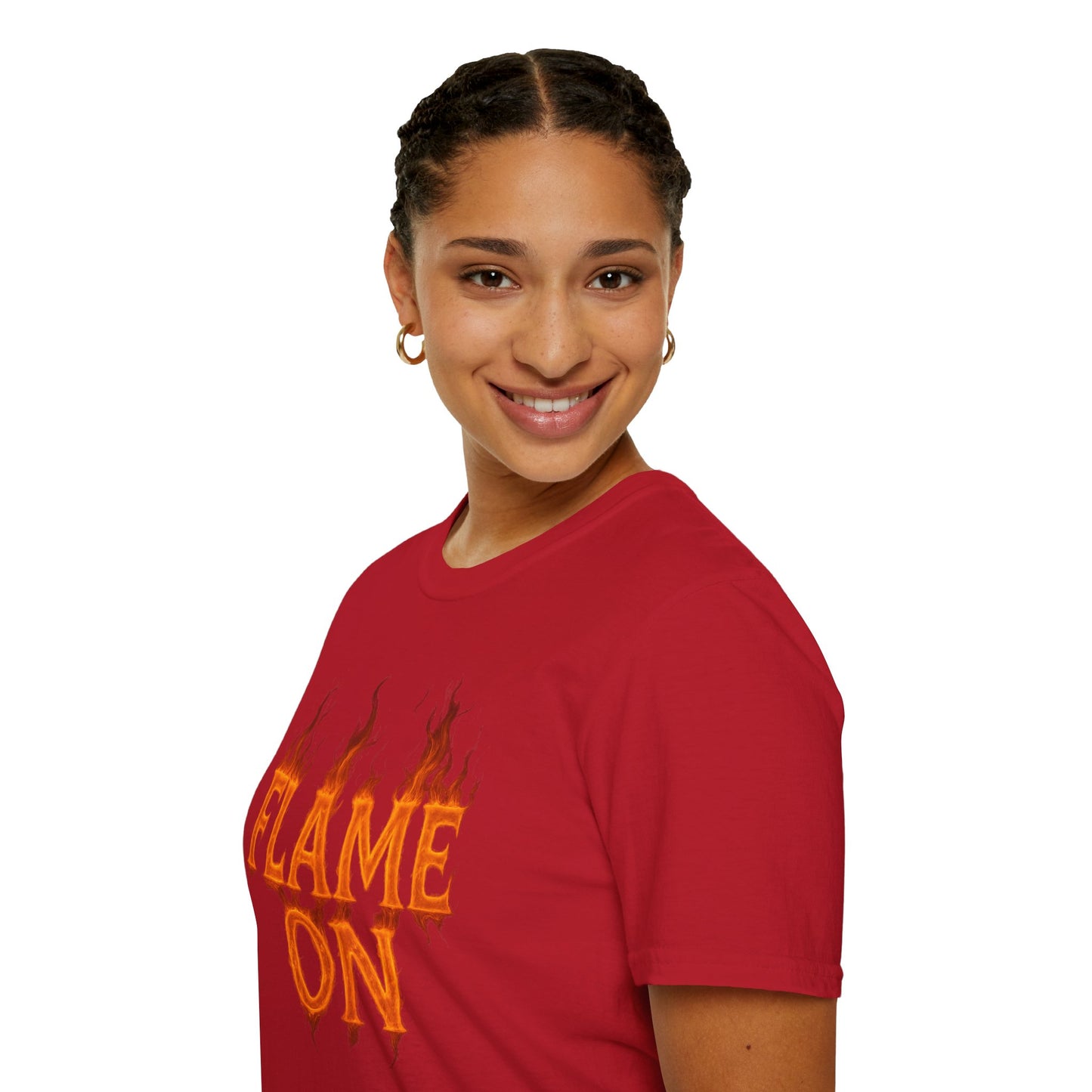 Flame On Fire Typography Shirt - Superhero Fan Gift, Personalized Fiery Slogan Tee, Comic Style Flame Letter T-Shirt, Flame Lover Shirt