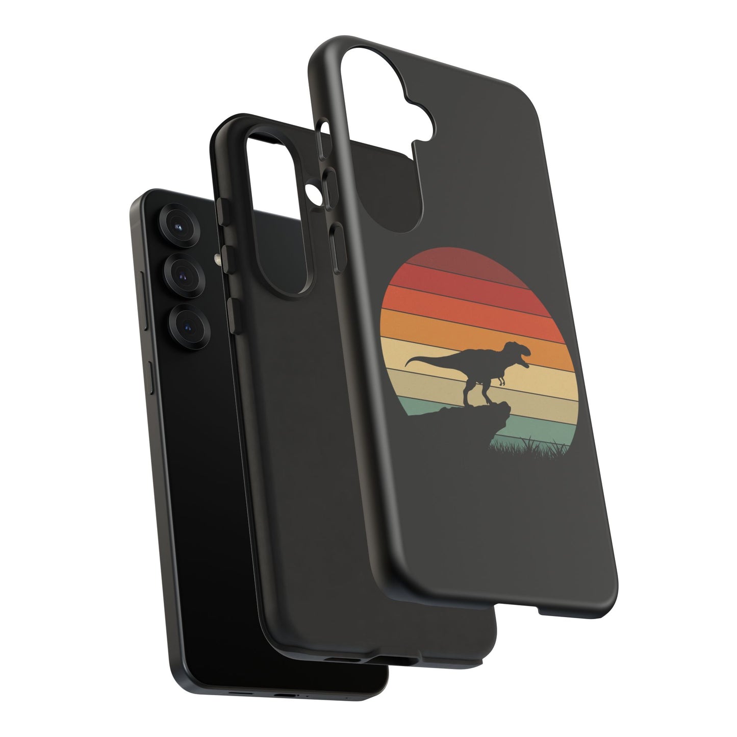Retro Sunset Dinosaur Samsung Case | T-Rex Silhouette Vintage Gradient Cover for Galaxy S25/S24/S23 Series Dinosaur Phone Case