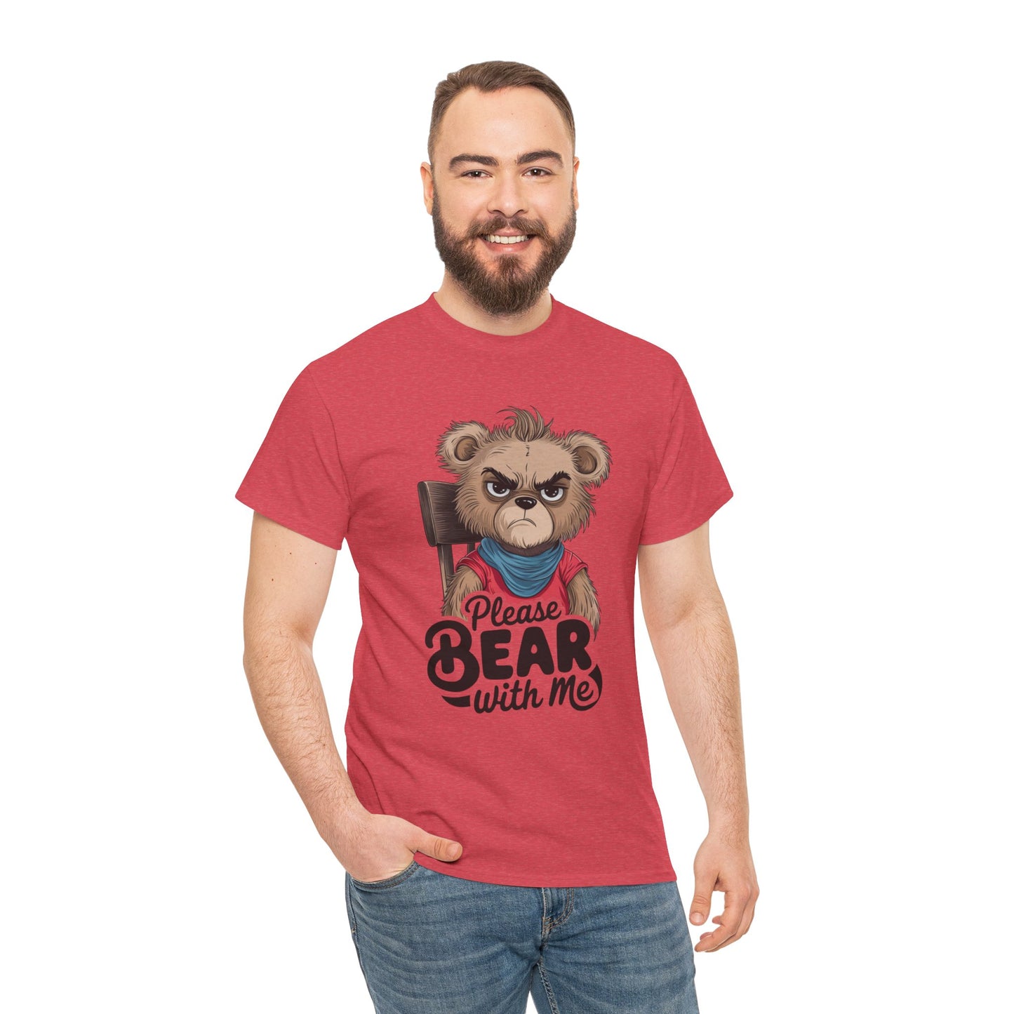 Grumpy Bear Graphic Tee – Please Bear With Me Shirt – Funny Animal T‑shirt – Sarcastic Humor Gift – Cute Bear Meme Art Tee