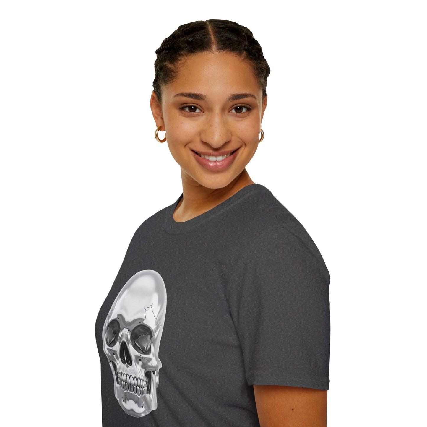 Chrome Skull Graphic Tee - Edgy Metallic Skull Shirt - Retro Rock Vibe, Dark Aesthetic, Unisex Cool Gift - Trendy Fashion Statement Top
