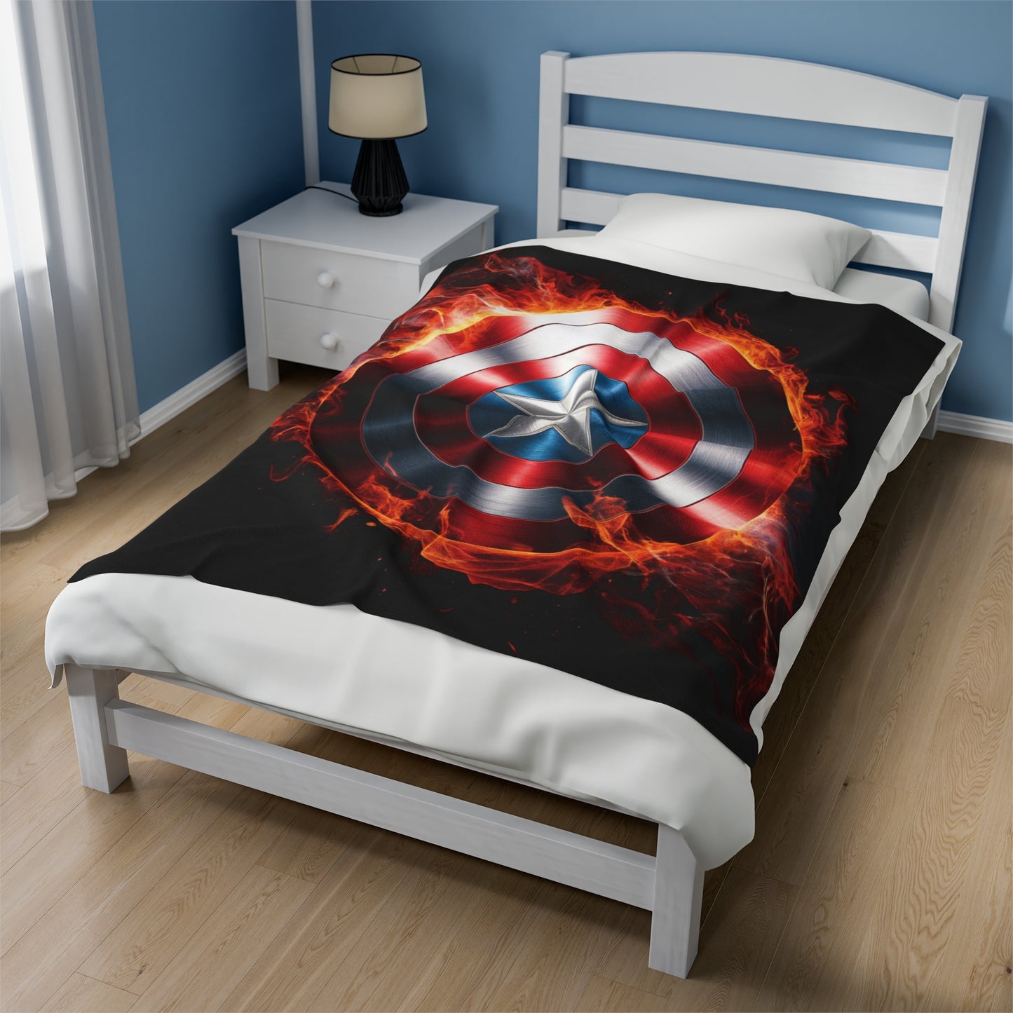 Plush Blanket Shield Flames Design