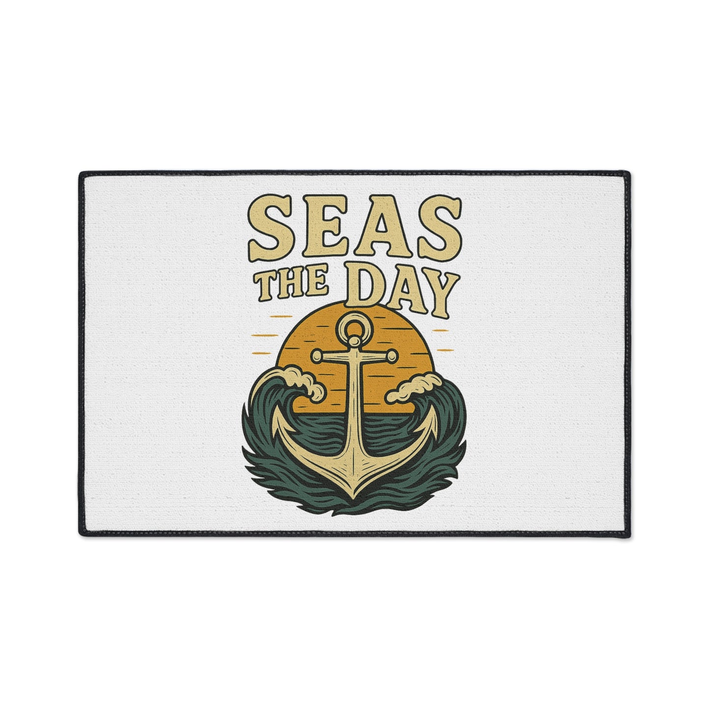 Seas the Day Nautical Doormat - Funny Anchor Rug - Coastal Home Decor - Beach House Entry Mat - Ocean Themed Gift - Boat Lover Decor
