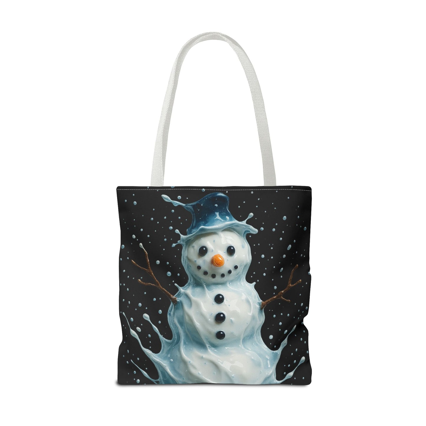 Winter Snowman Tote Bag, Festive Christmas Gift Bag, Holiday Shopping Tote, Snowy Season Accessory, Reusable Winter Art Bag For Everyday Use
