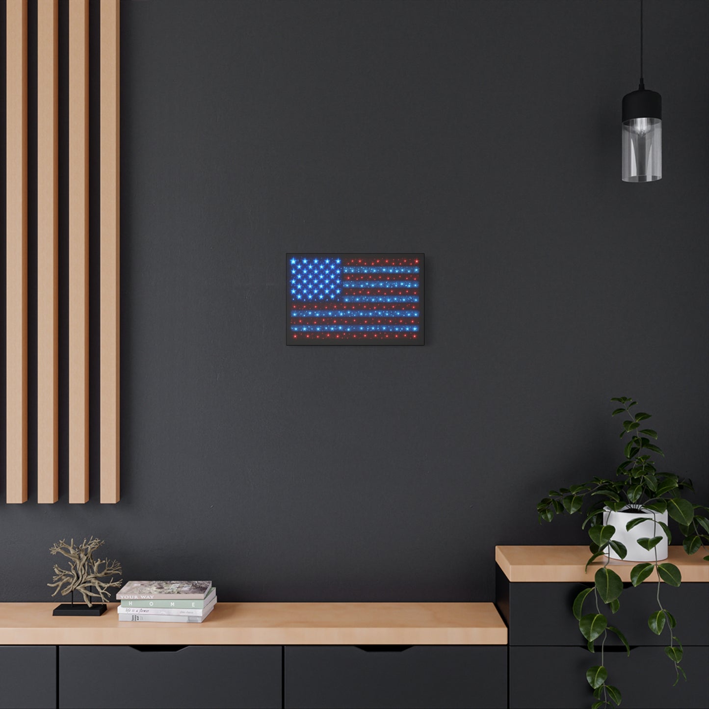 Bioluminescent-Style Starry American Flag Canvas - Patriotic Wall Art - Modern 4th of July Decor - Starry Particles USA Home Decor