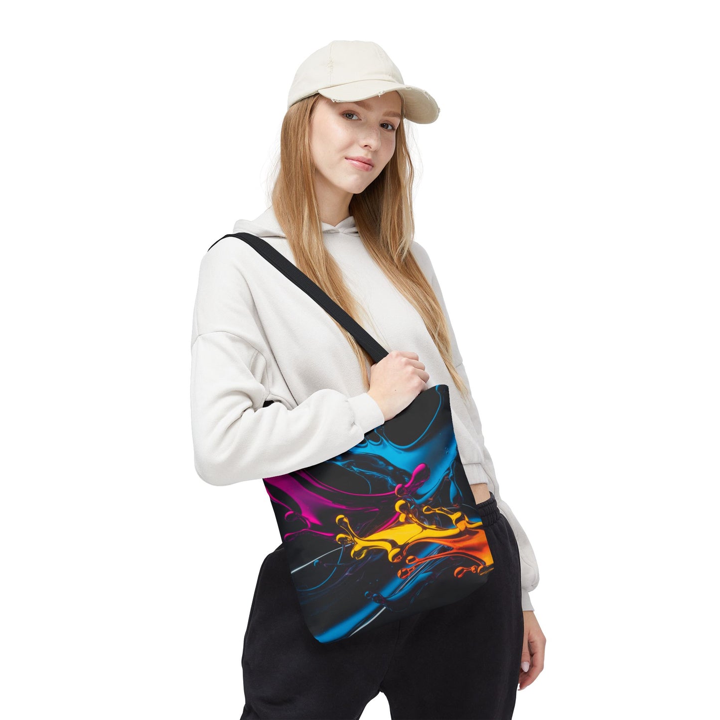Abstract Neon Splash Tote Bag, Vibrant Colorful Art Bag, Reusable Shopping Bag, Modern Everyday Carryall, Bright Aesthetic Gift For Her