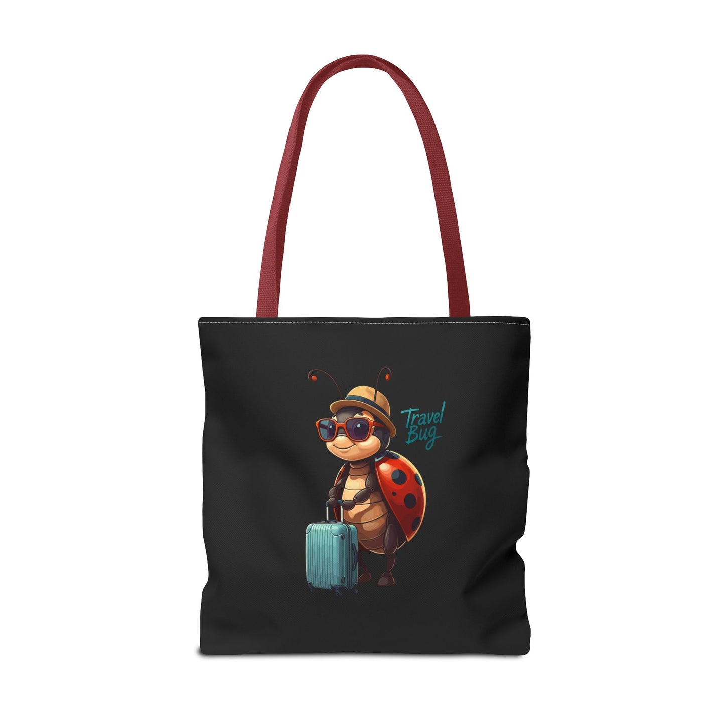 Travel Bug Tote Bag | Cute Ladybug with Suitcase Art Tote – Whimsical Travel Accessory, Aesthetic Canvas Bag | Gift for Travelers