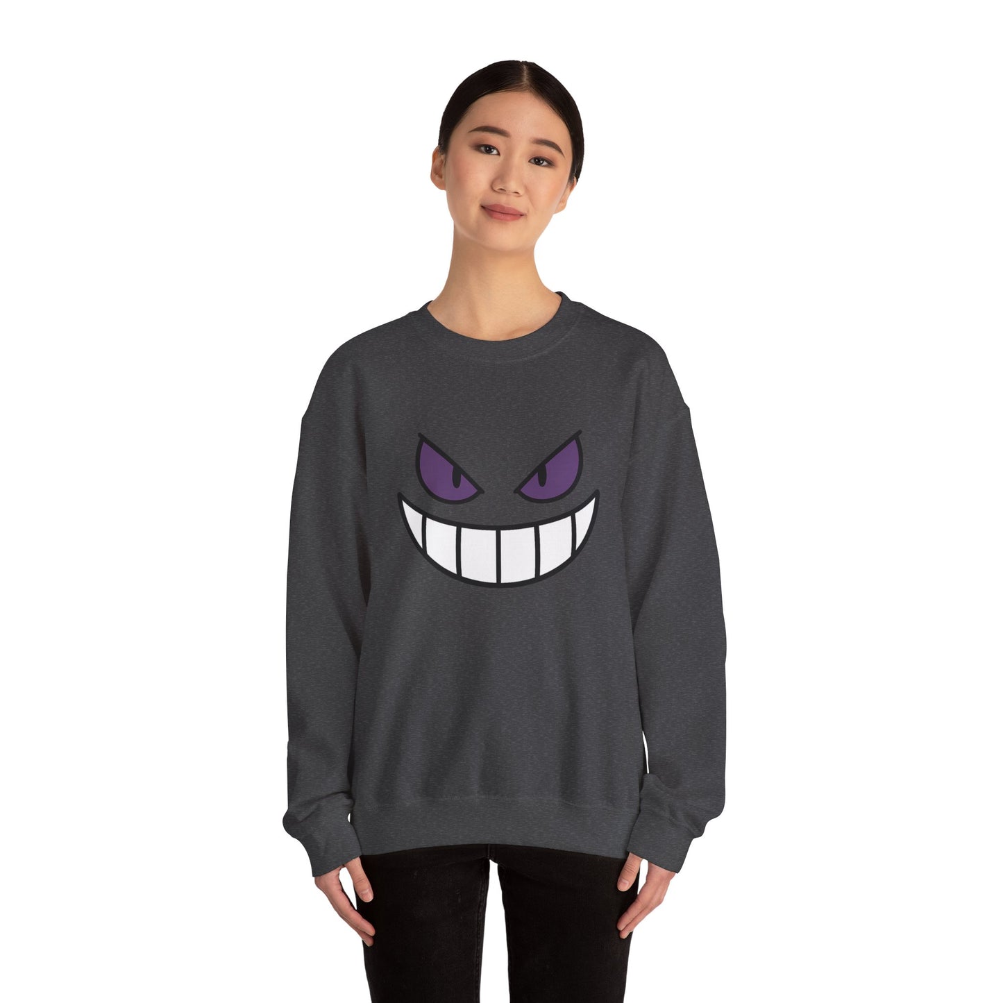 Sinister Grin Sweatshirt, Creepy Smile Crewneck, Dark Cartoon Face Sweatshirt, Halloween Gothic Sweatshirt, Spooky Grin Pullover