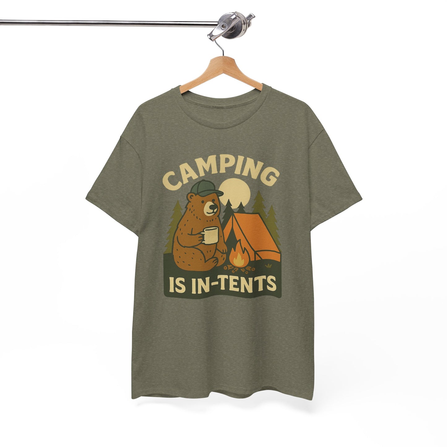 Camping Is In-Tents Funny Bear Camping Tee - Cute Outdoorsy Pun Shirt - Retro Campfire Graphic, Nature Lover Gift, Unisex Adventure Apparel