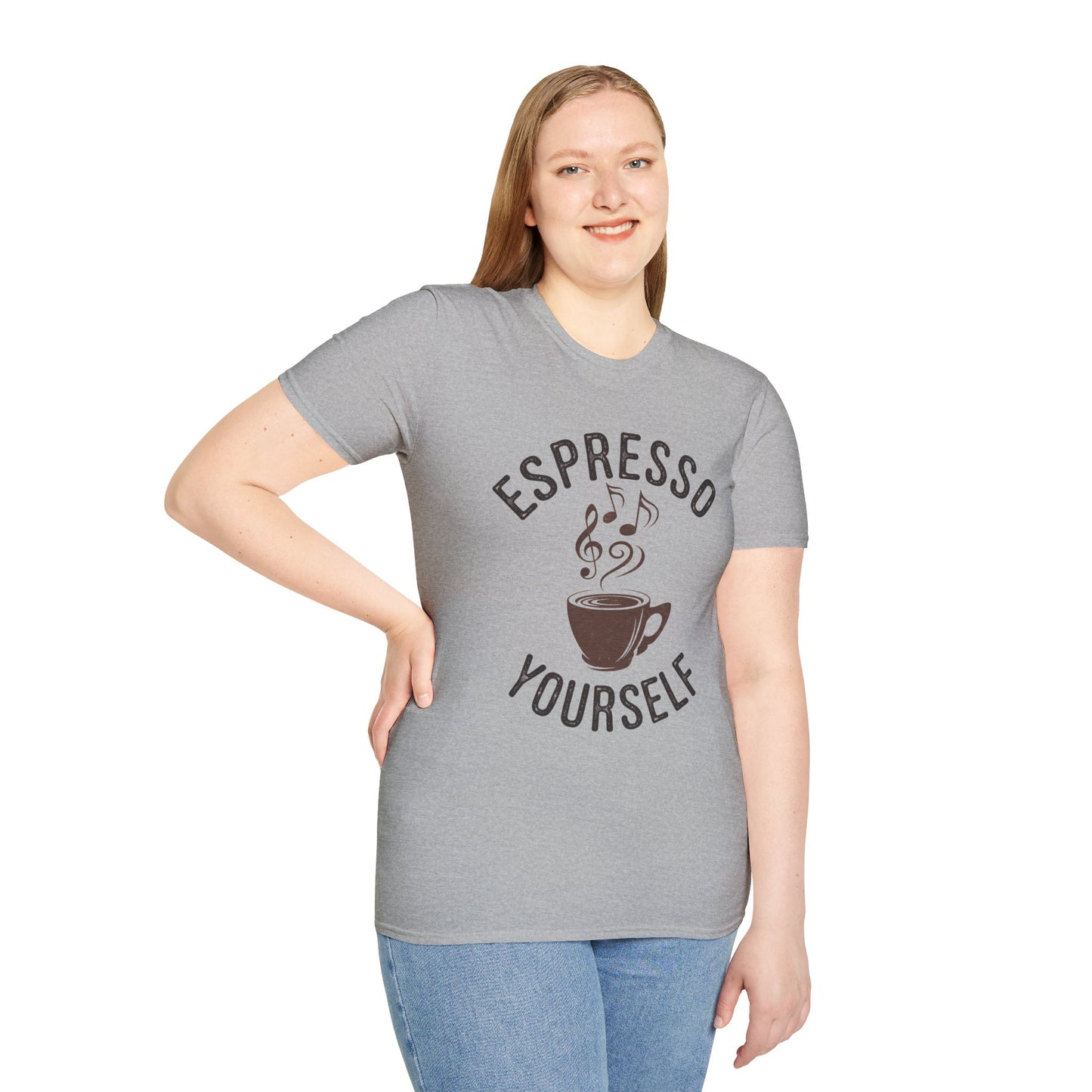 Espresso Yourself T‑Shirt • Funny Coffee Pun Graphic Tee • Musical Espresso Shirt • Caffeine Lover Gift • Coffee Humor Tee for Baristas