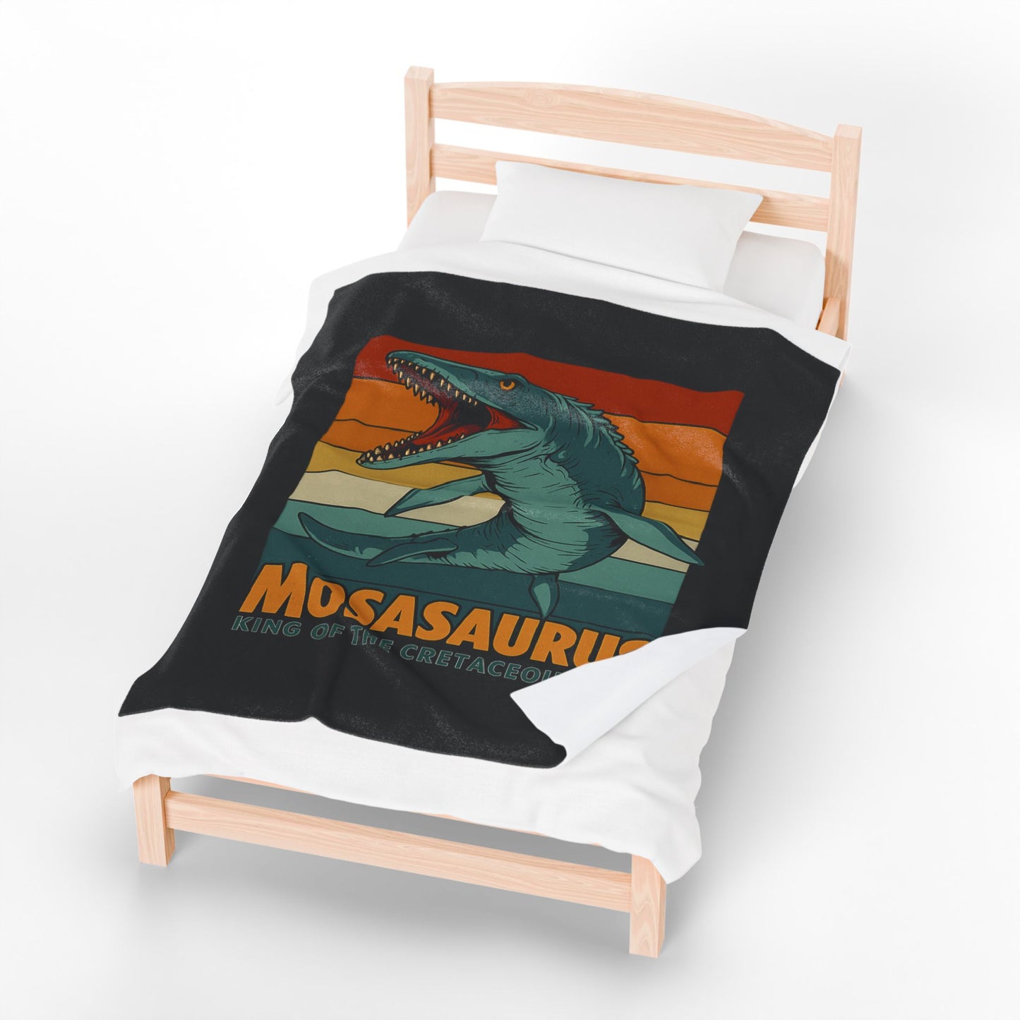 Mosasaurus Dinosaur Blanket - 100% Polyester Fleece Throw, Retro Sea Monster Bedding, Dinosaur Gift for Kids and Adults, Cozy Bed Decor