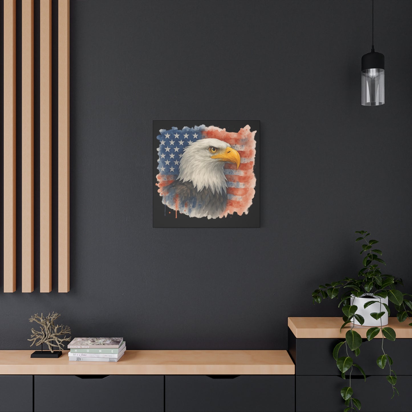 Patriotic Eagle Canvas Art American Flag Decor Independence Day Decor 4th of July Canvas Gift for Veteran