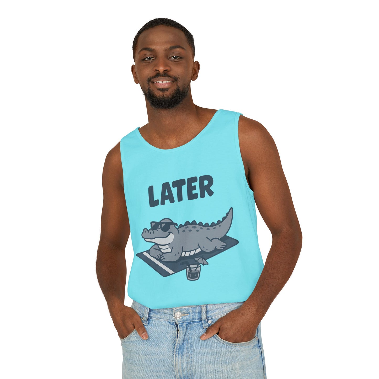 Funny Crocodile Tank Top - ‘Later Gator’ Cute Graphic Croc Tee, Summer Vest, Beach Gift, Sarcastic Animal Humor, Festival and Everyday Wear