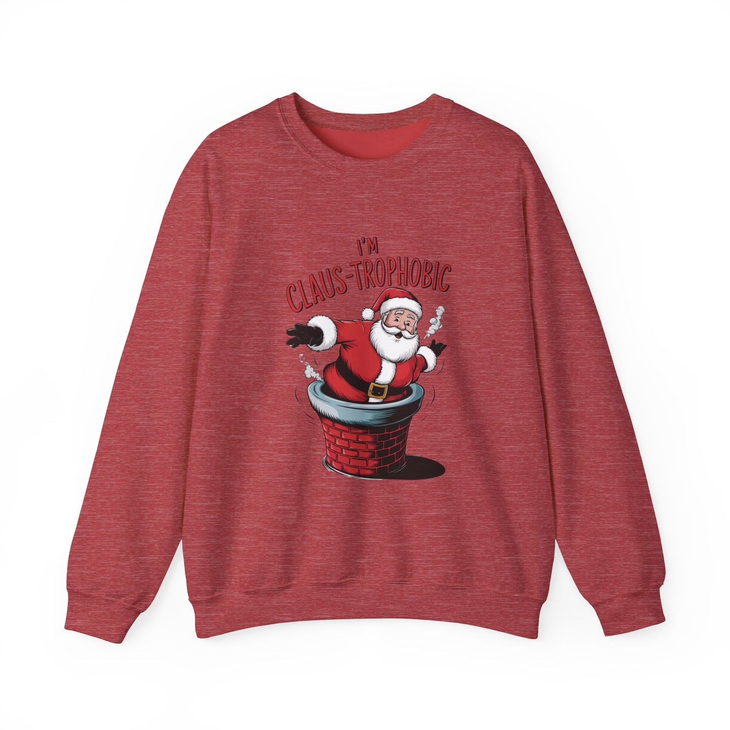 Christmas Santa Funny Unisex Sweatshirt, I'm Claus-trophobic Holiday, Santa Stuck Chimney, Festive Xmas Shirt,