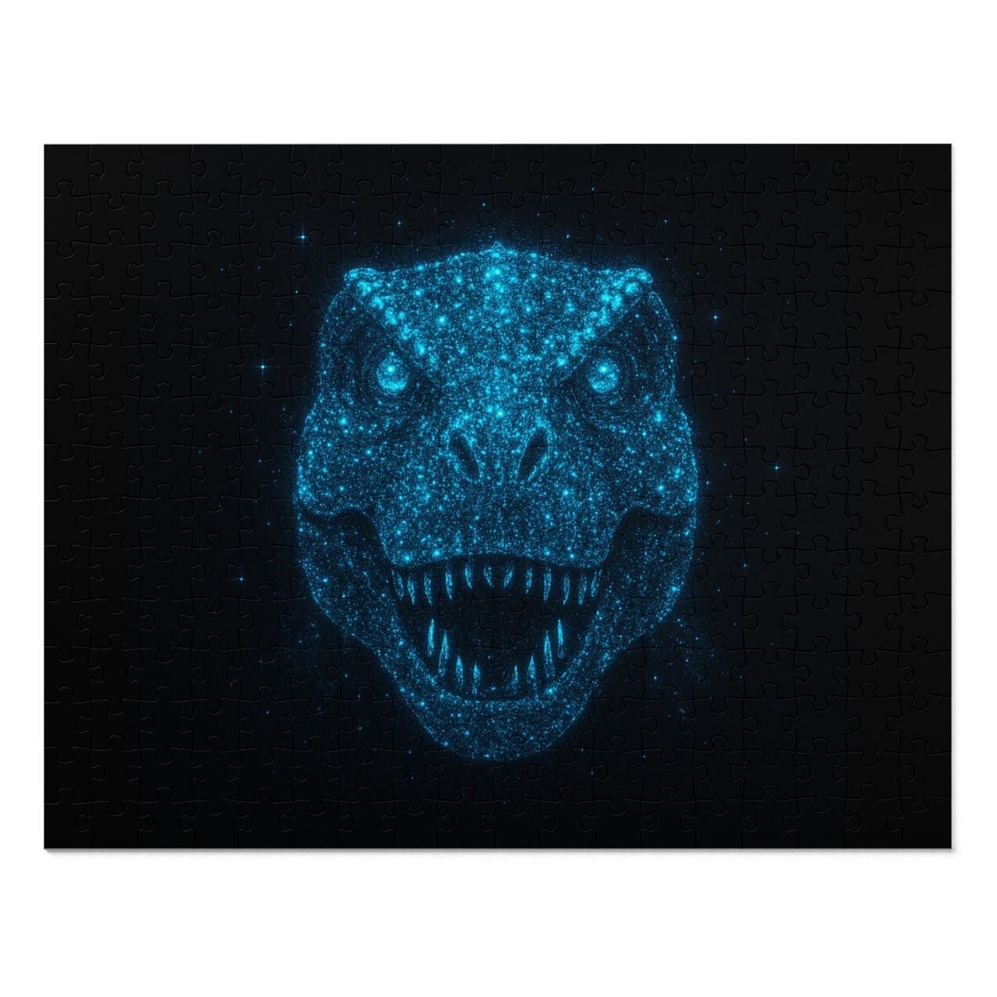Bioluminescent T-Rex Dinosaur Puzzle - Neon Blue Glow‑Inspired 252-2000‑Piece Jigsaw, Family Fun, Unique Décor, Gift for Kids and Adults