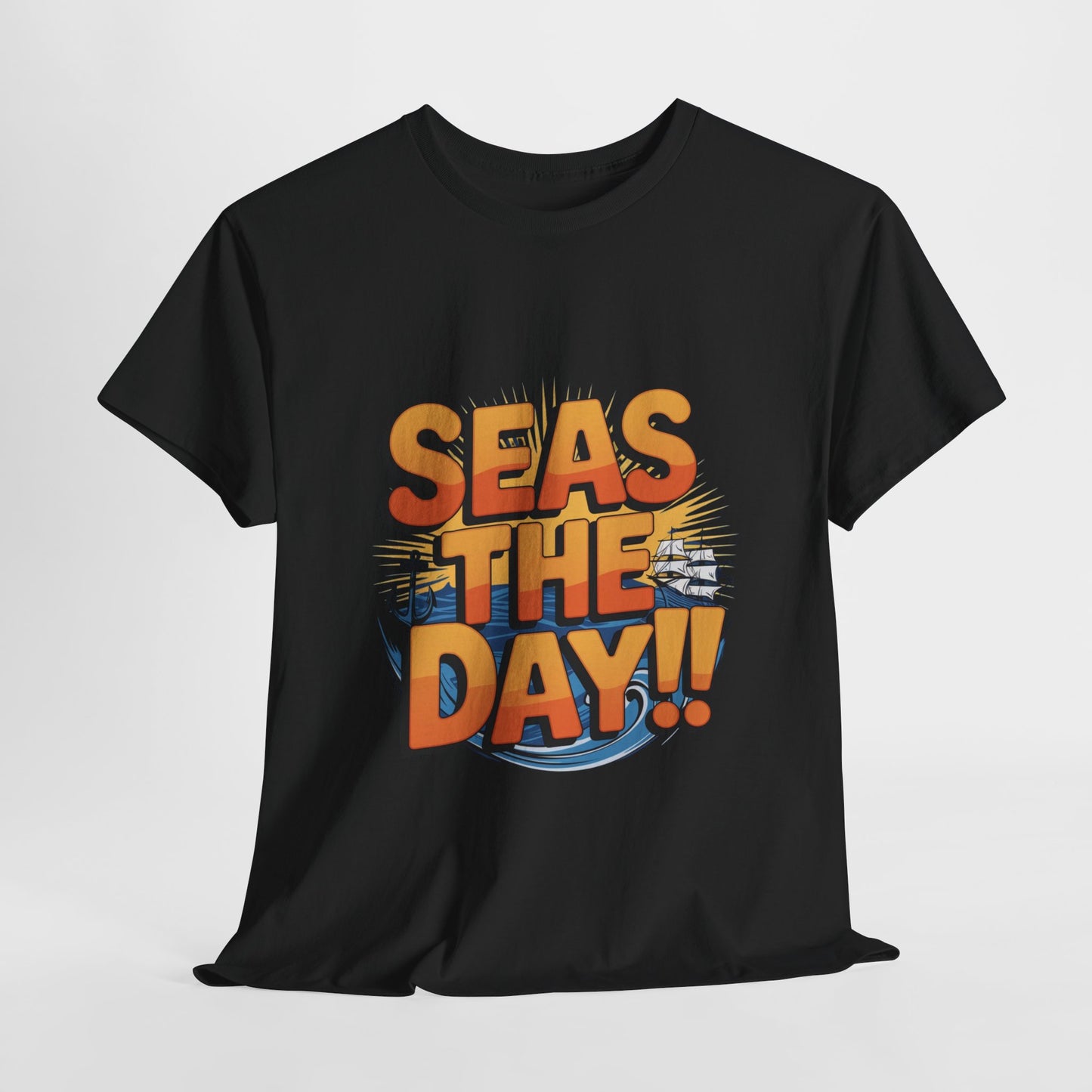Seas The Day!! Tee • Ocean Pun Graphic Shirt • Comfort Colors Unisex Beachy Vibes • Nautical Aesthetic • Gift for Sea Lovers & Summer Vacays