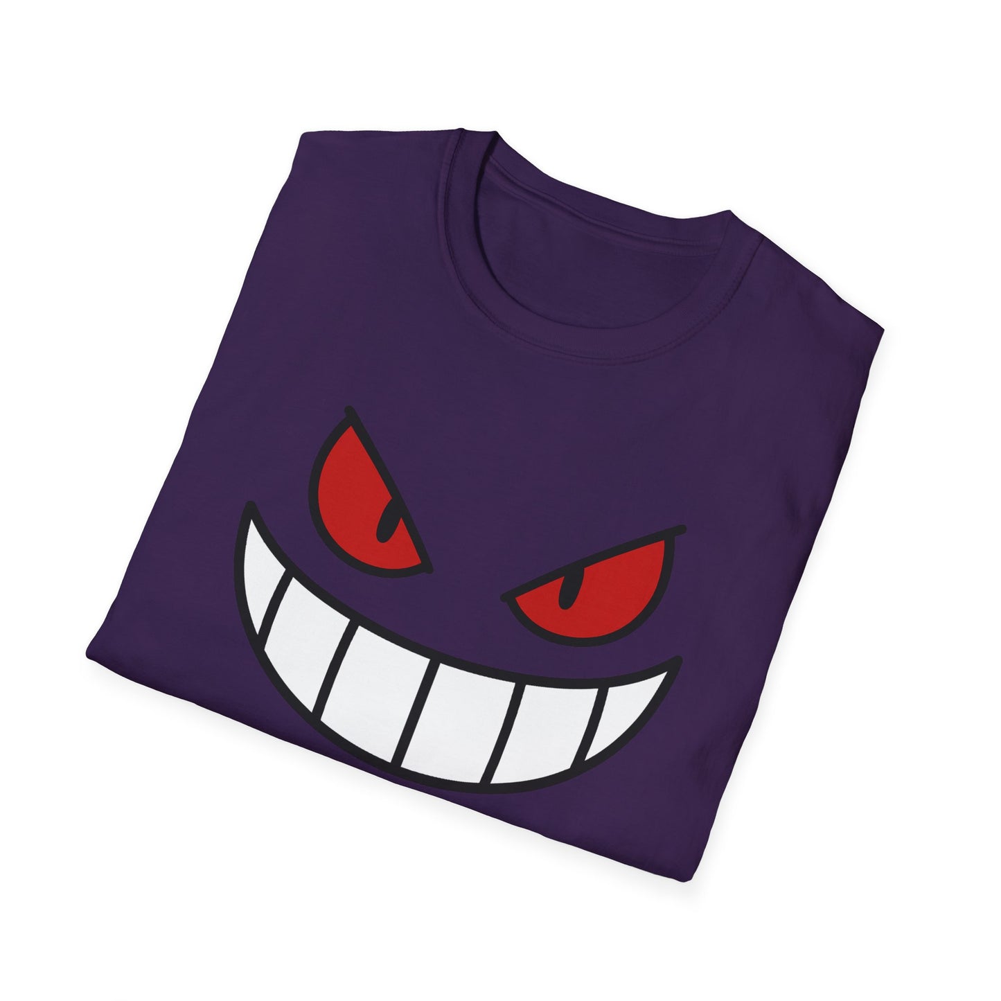 Spooky Grin Face T-Shirt - Creepy Ghost Smile Graphic Tee - Dark Humor Unisex Shirt - Anime Monster Style Funny Top