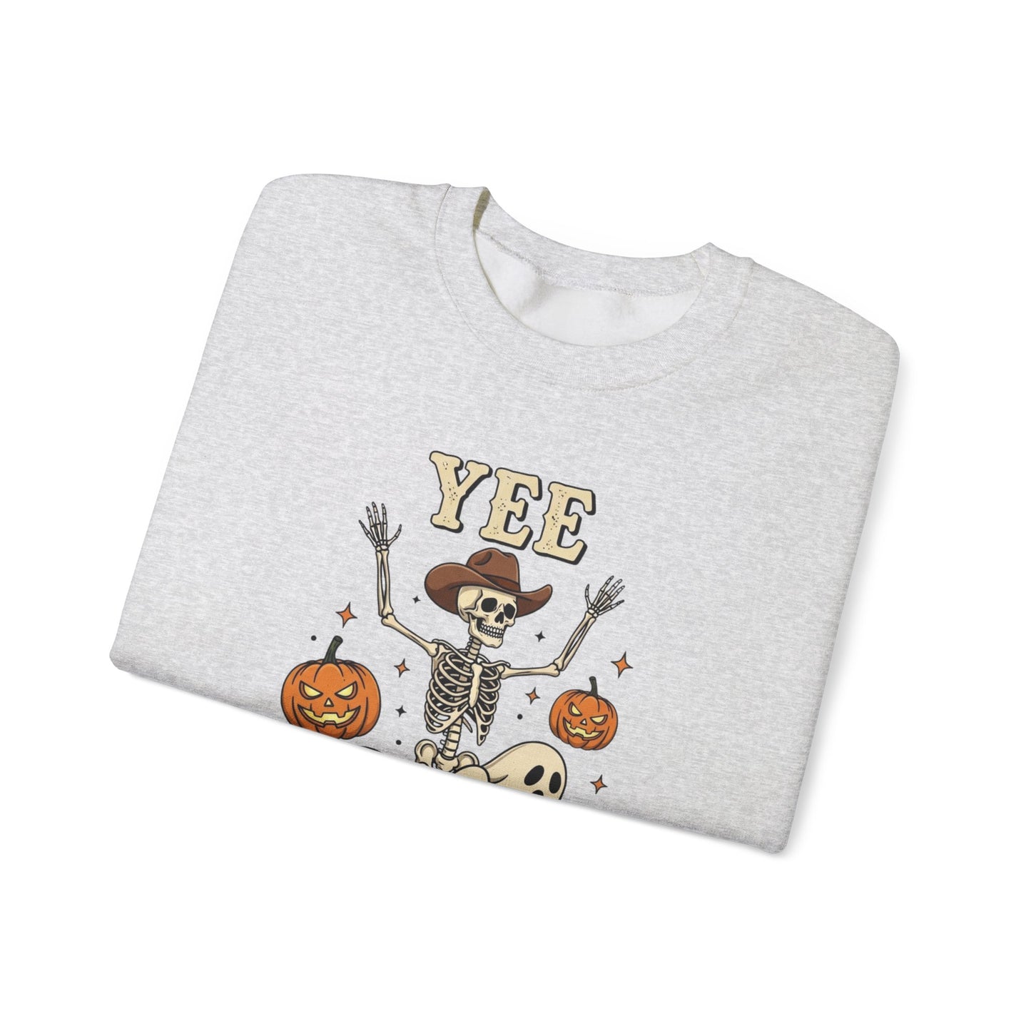 Yee Haunt Sweatshirt, Skeleton Ghost Pullover, Funny Halloween Crewneck, Spooky Pumpkin Ghost Tee, Haunting Night Graphic Sweatshirt