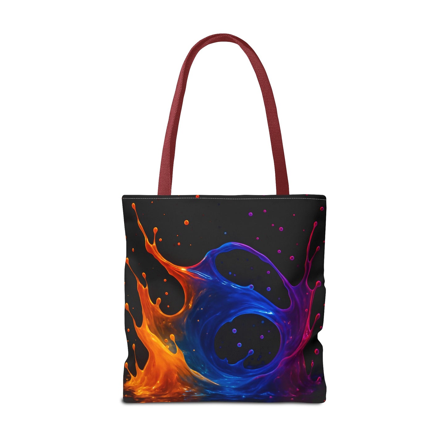 Elemental Fusion Tote Bag, Fire And Water Abstract Art Design, Vibrant Blue And Orange Splash Reusable Tote For Artists, Travel, And Everyday Use