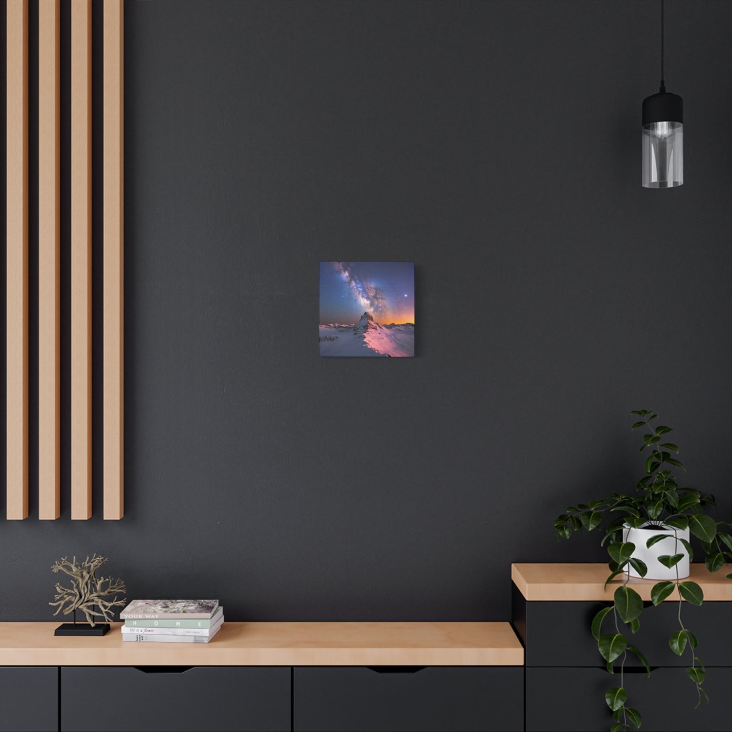 Canvas Art Mountain Top and Milky Way Galaxy View Space Canvas Starry Art with a View