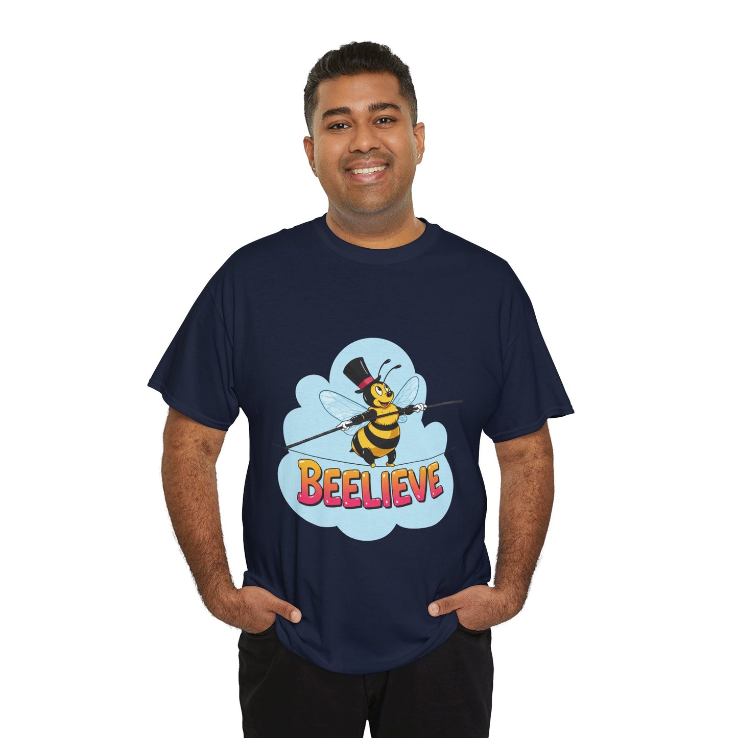 “Beelieve” Bee Pun T‑Shirt | Cute Bee Graphic Tee | Inspirational Pun Shirt | Funny Nature Lover Gift | Bee Belief Positive Vibes Tee
