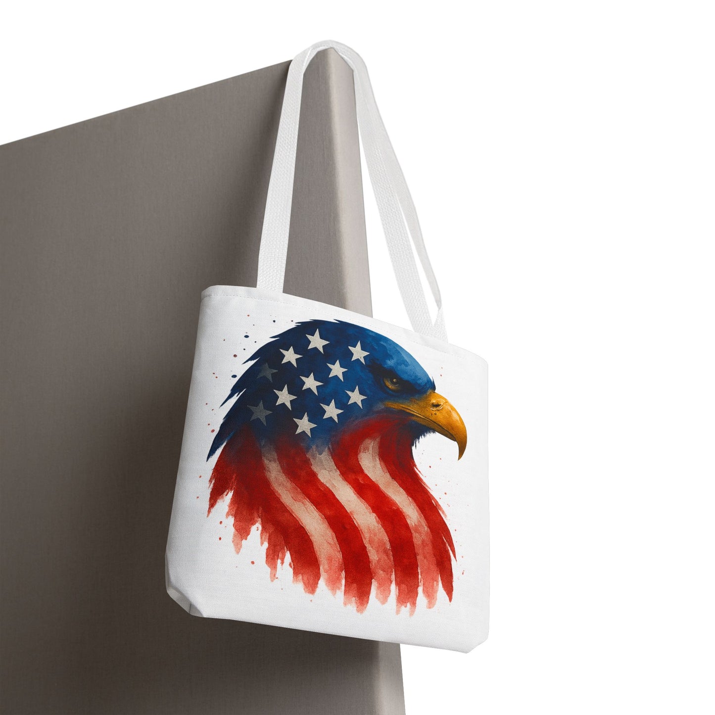 Patriotic Eagle Tote Bag USA Flag Canvas Carryall - Eco-Friendly Independence Day, Memorial Day Gift for Veterans, Reusable Shopping Bag