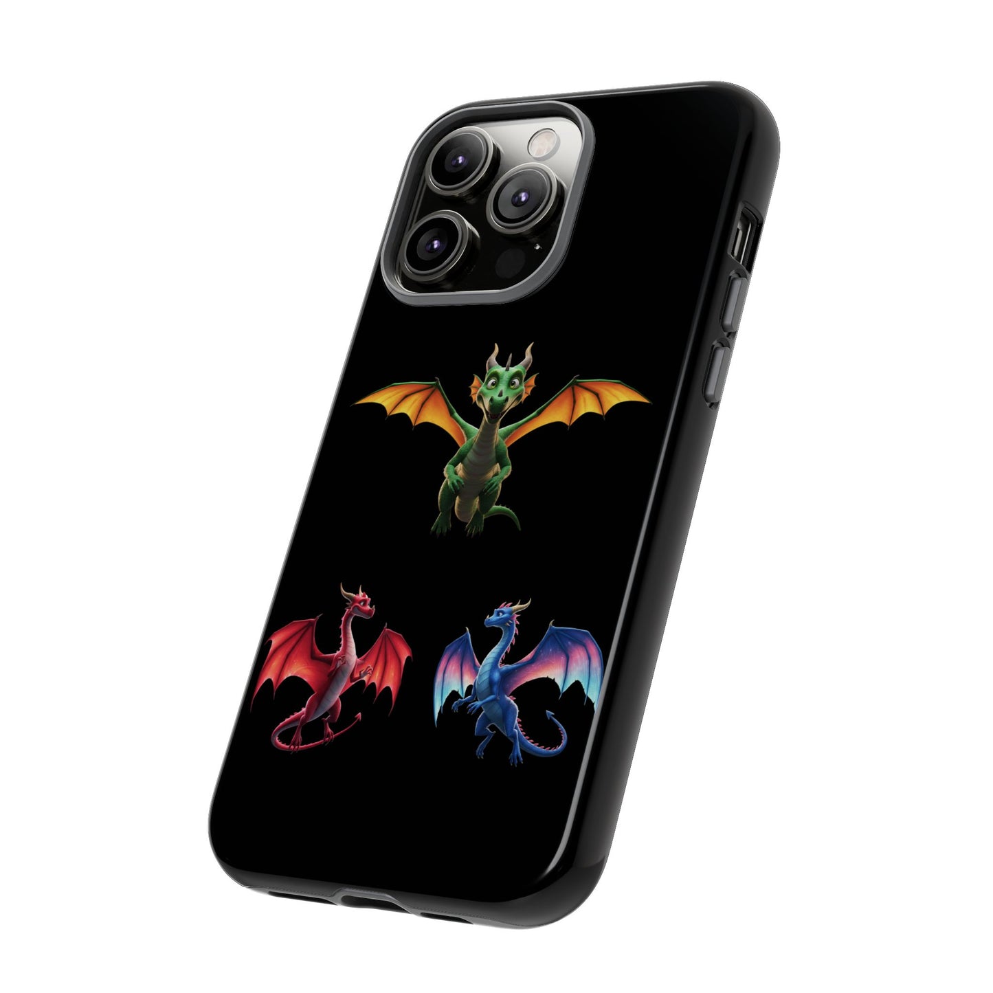 Vibrant Fantasy Dragon iPhone Case - Tough Armor Cover for iPhone 15/14/13 - Colorful Mythical Wings Gift for Dragon Lovers
