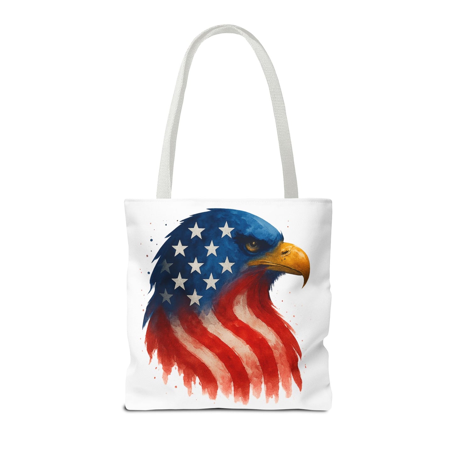 Patriotic Eagle Tote Bag USA Flag Canvas Carryall - Eco-Friendly Independence Day, Memorial Day Gift for Veterans, Reusable Shopping Bag