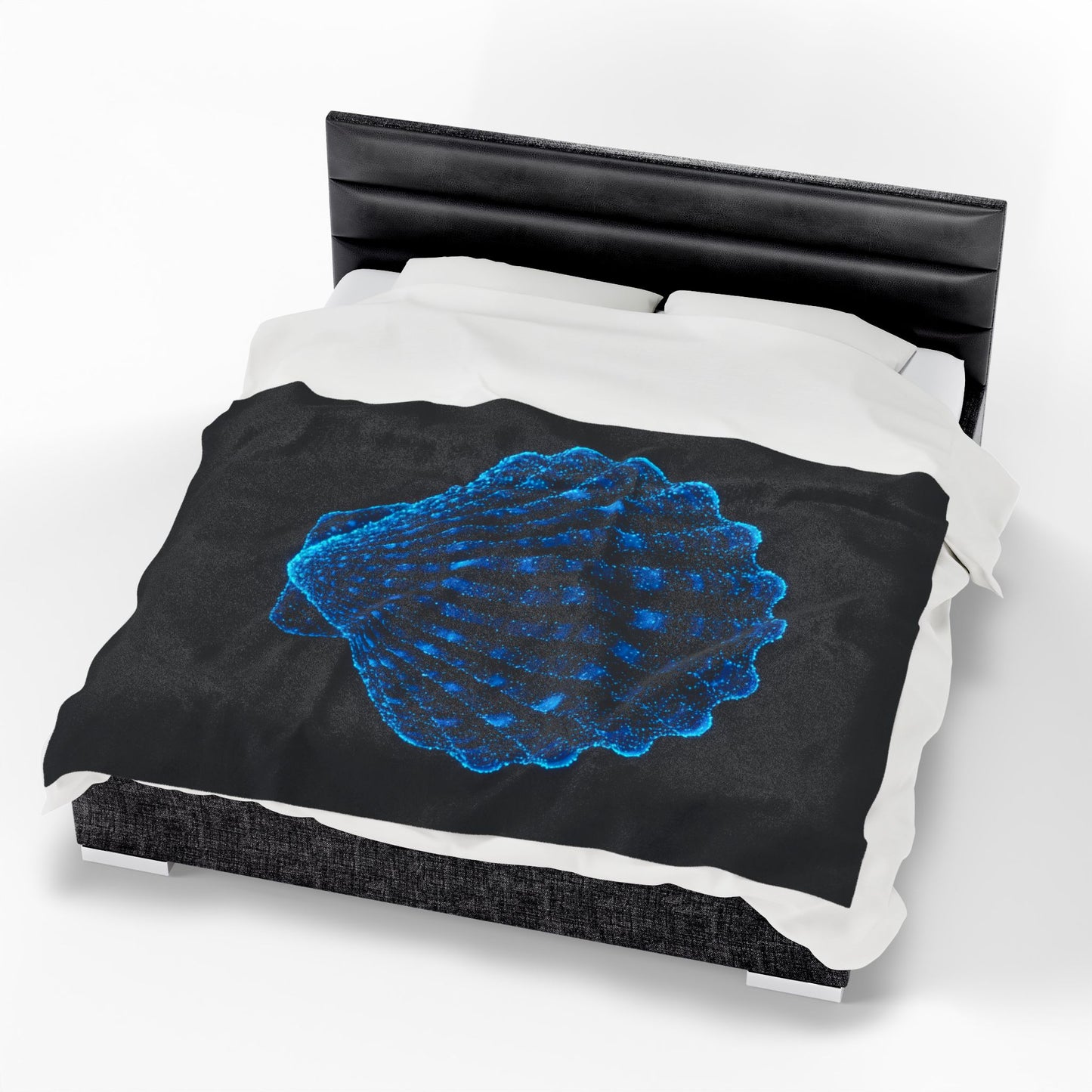 Plush Blanket with Bioluminescent Seashell Design Beach Decor Nautical Blanket