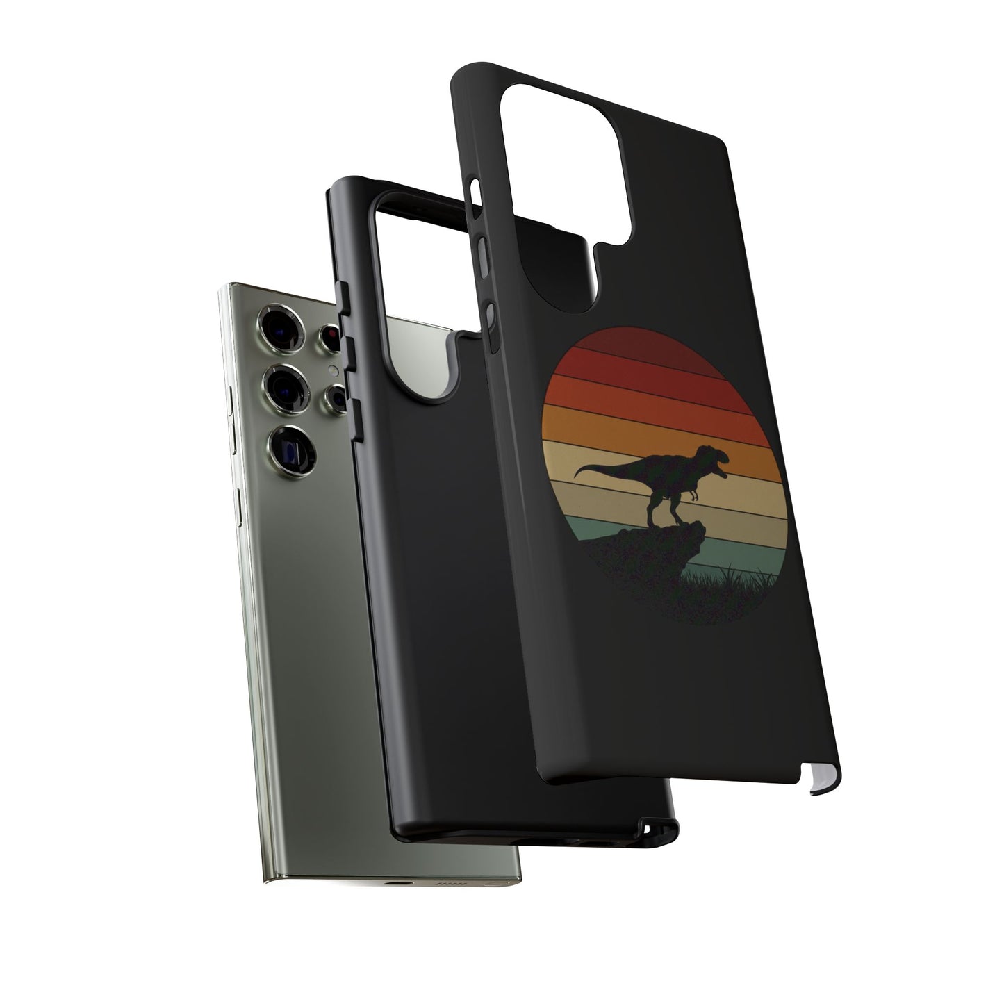 Retro Sunset Dinosaur Samsung Case | T-Rex Silhouette Vintage Gradient Cover for Galaxy S25/S24/S23 Series Dinosaur Phone Case
