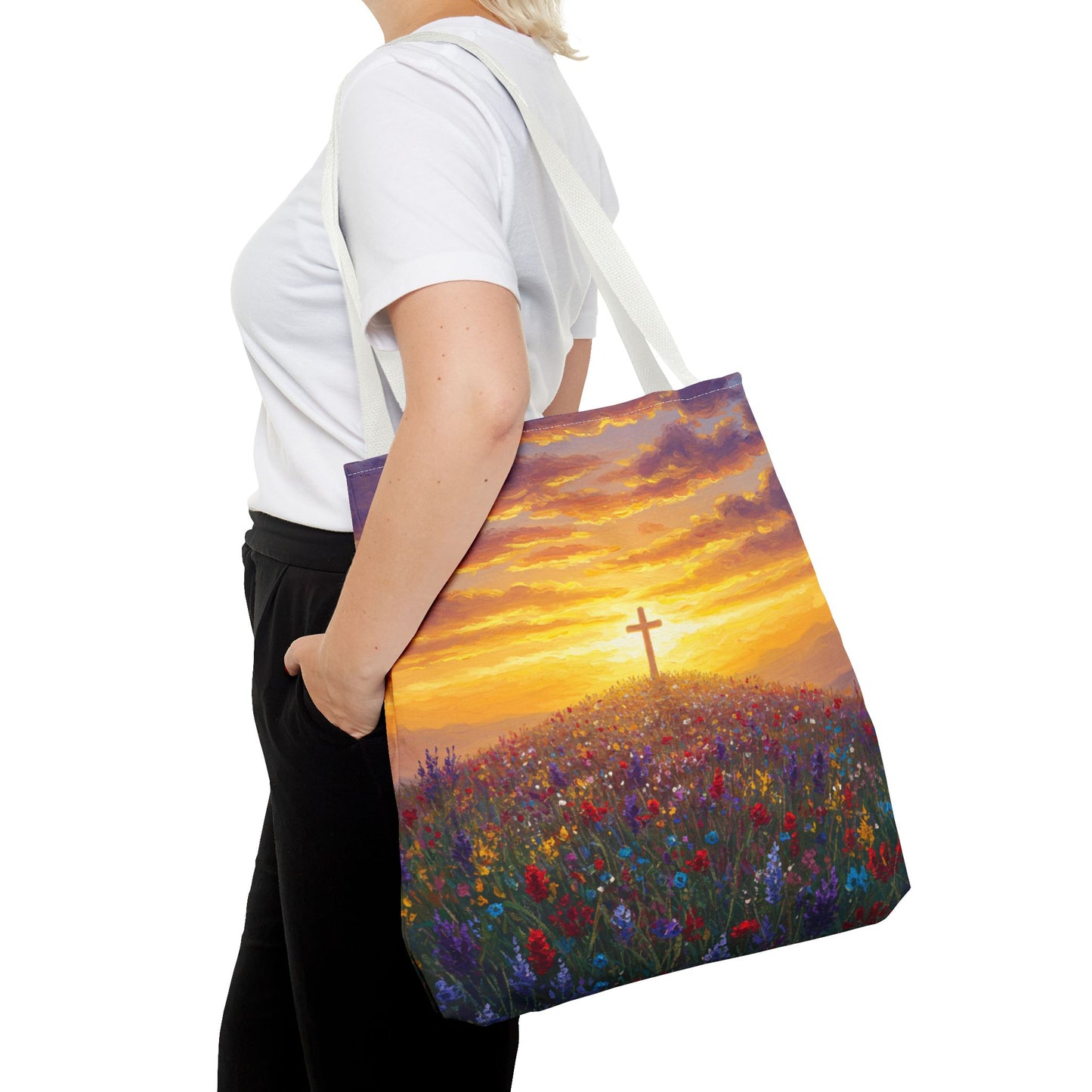 Cross Painted Tote Bag Christian Bag Inspirational Tote Spiritual Bag Religious Tote Bag