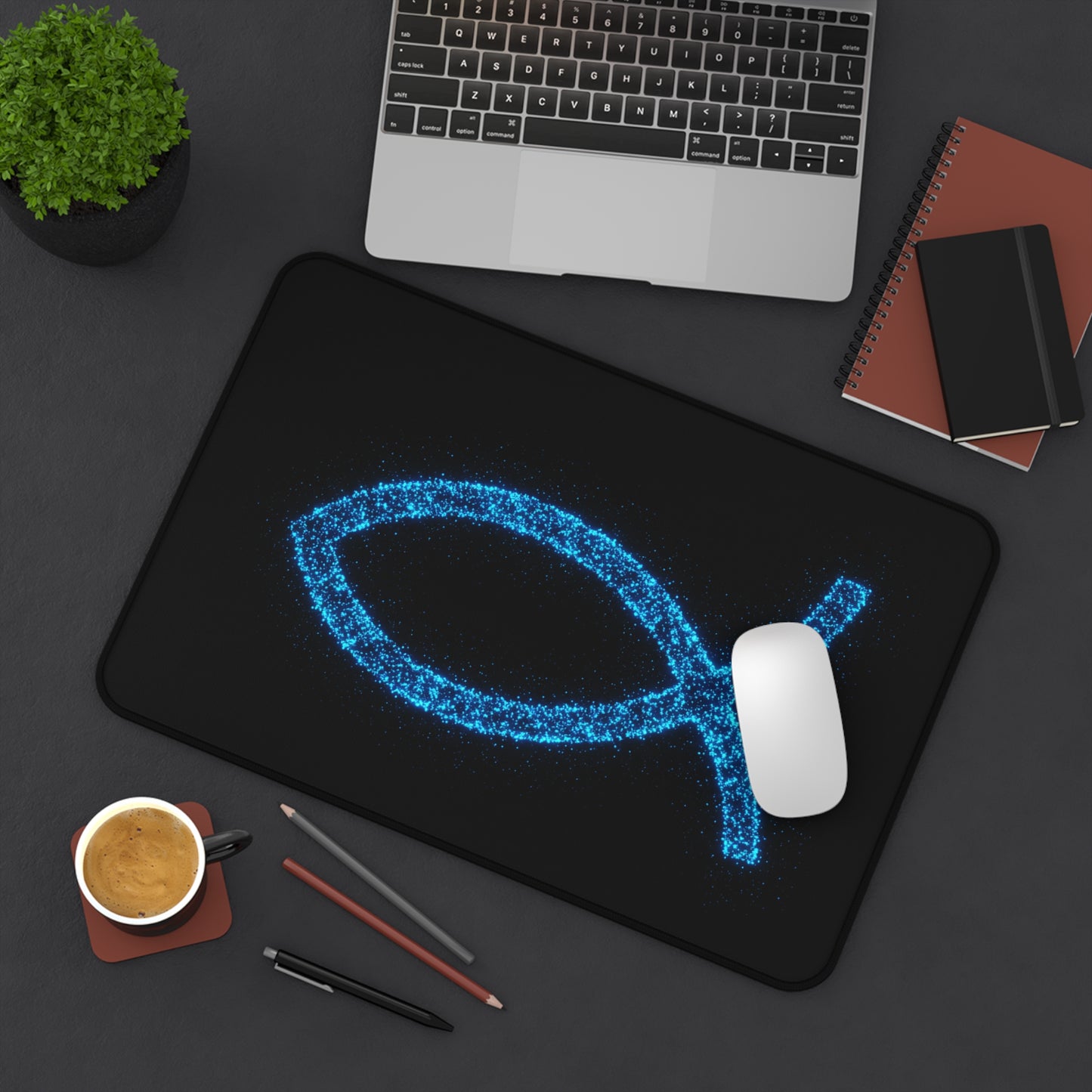 Inspirational Fish Design Desk Mat - Office Decor for Faith & Inspiration