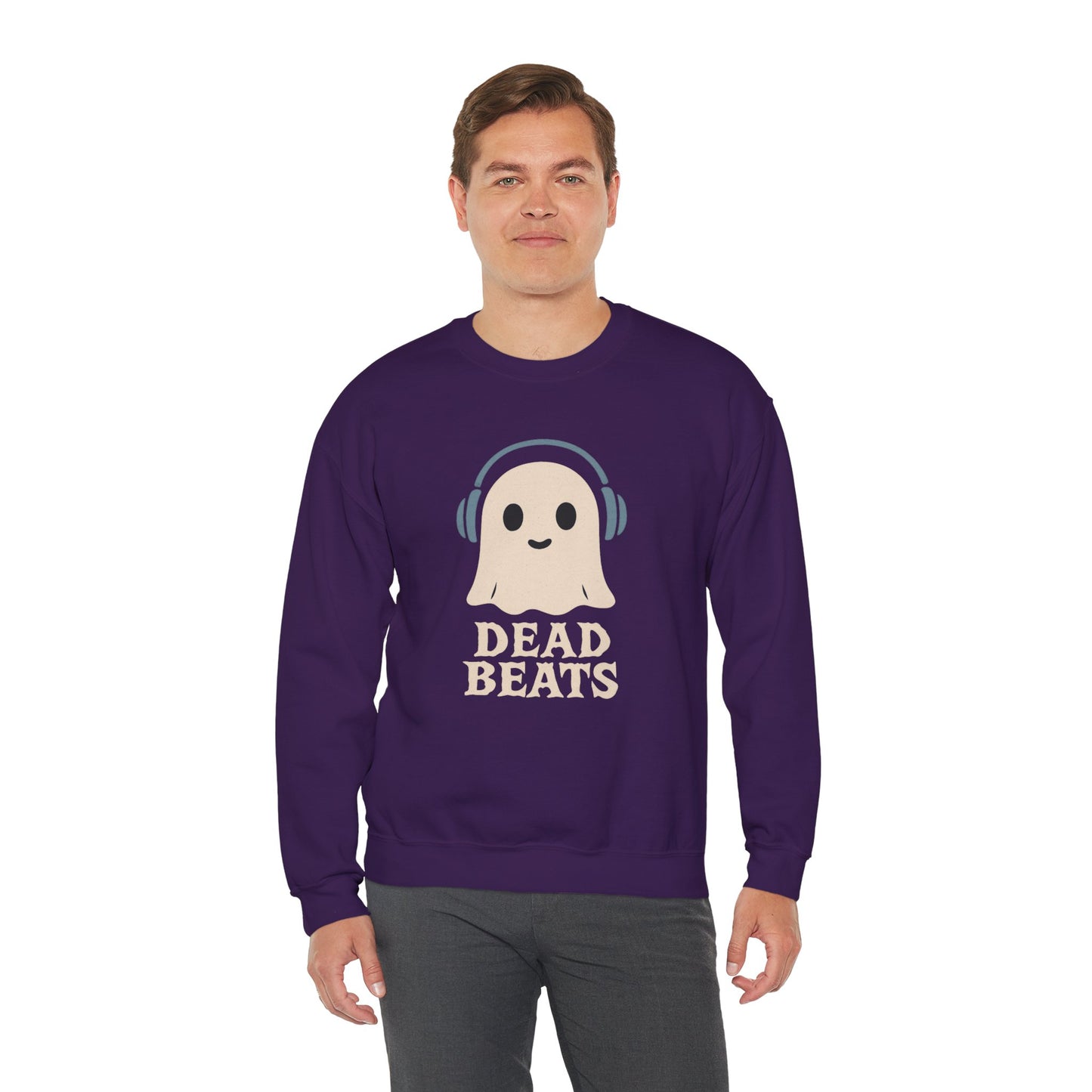 Dead Beats Ghost Sweatshirt, Funny Halloween Crewneck, Spooky Season Pullover, Music Lover Halloween Shirt, Cute Ghost Graphic Top