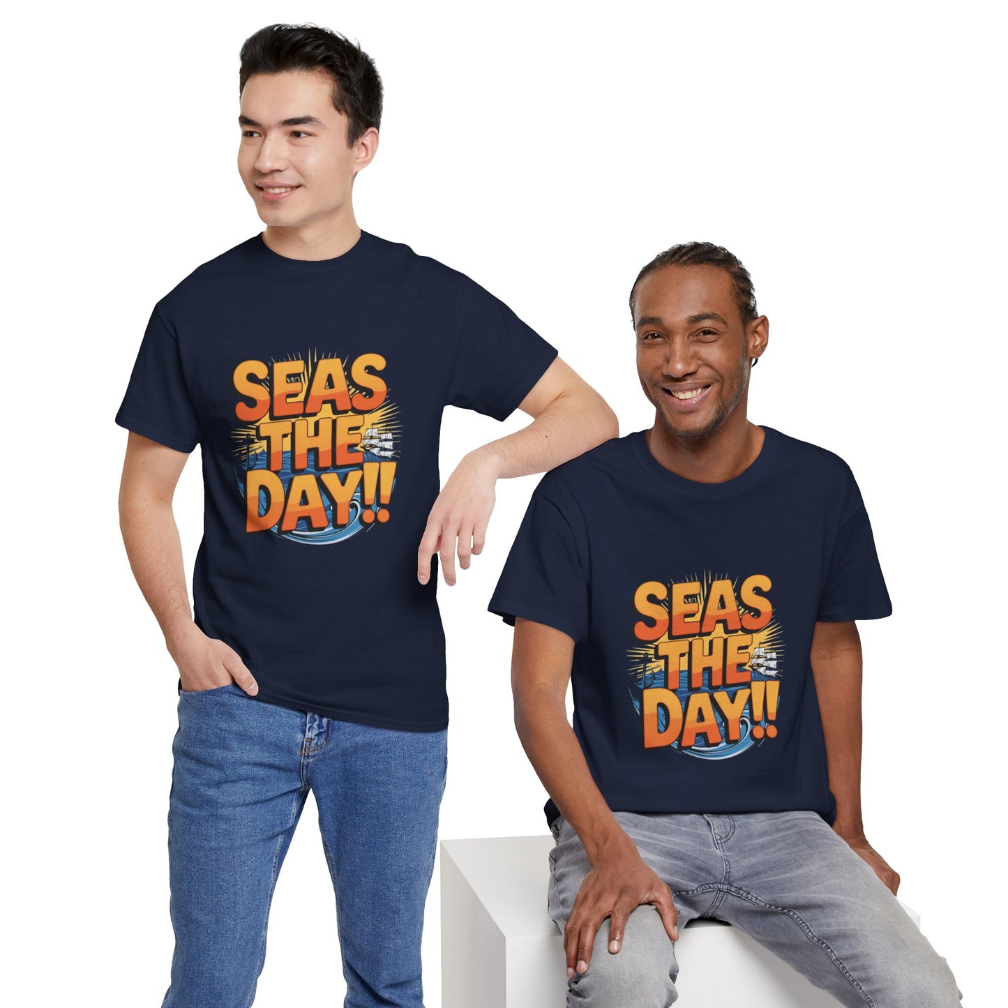 Seas The Day!! Tee • Ocean Pun Graphic Shirt • Comfort Colors Unisex Beachy Vibes • Nautical Aesthetic • Gift for Sea Lovers & Summer Vacays