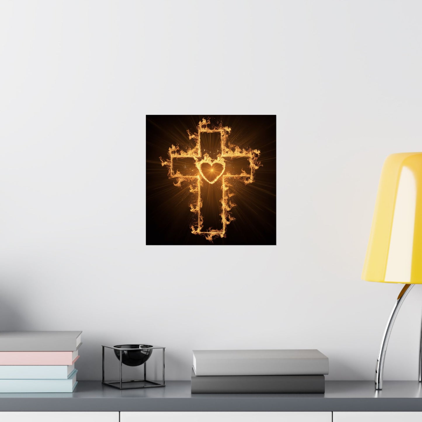 Spiritual Matte Vertical Posters - Fiery Cross Design