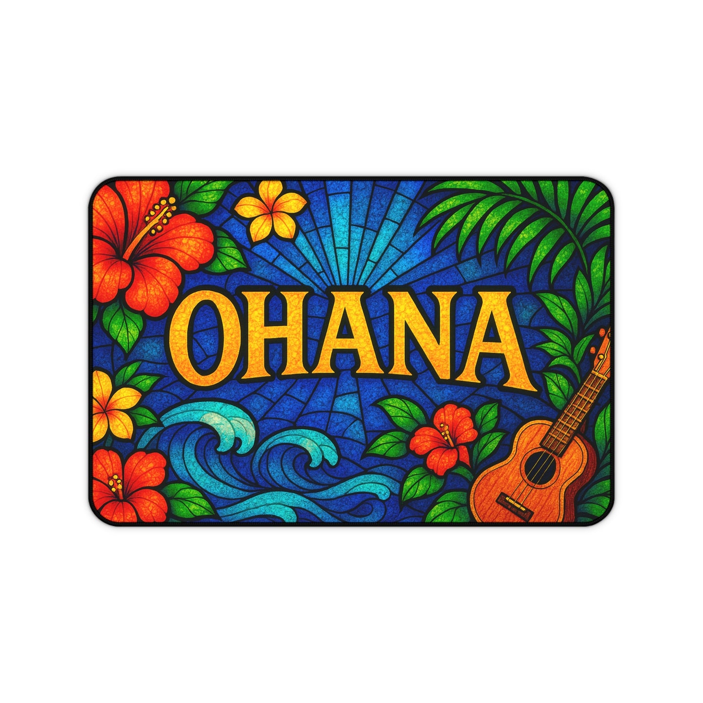 Ohana Desk Mat – Tropical Floral Mouse Pad, Hawaiian Office Decor, Extended Gaming Mat